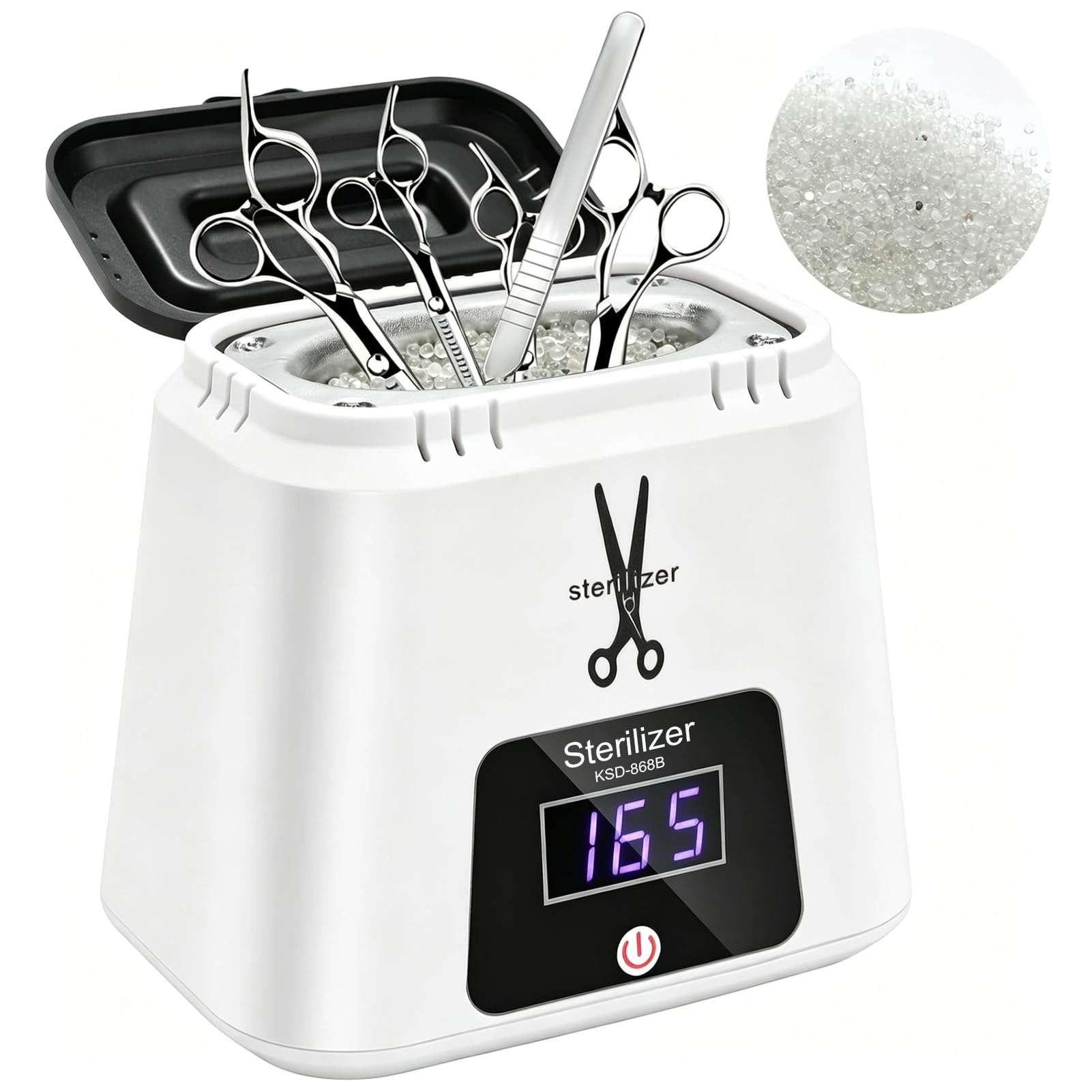 Esterilizador de herramientas para uñas de alta temperatura, portátil para herramientas de arte de uñas de metal, esterilizador de herramientas dentales con cuentas de vidrio, esterilizador