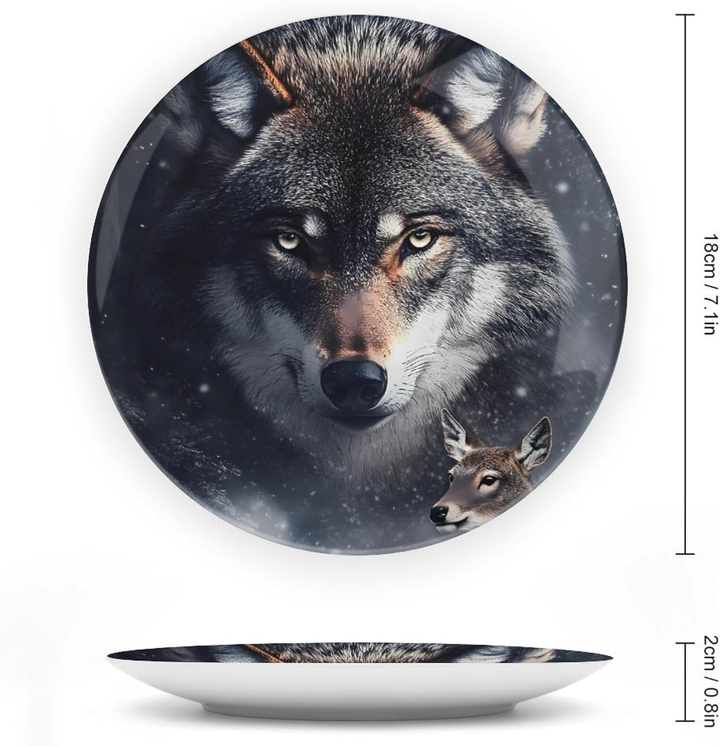 Wolf Hunting Deer Bone China Decorative Porcelain Plates Dinnerware Ornaments
