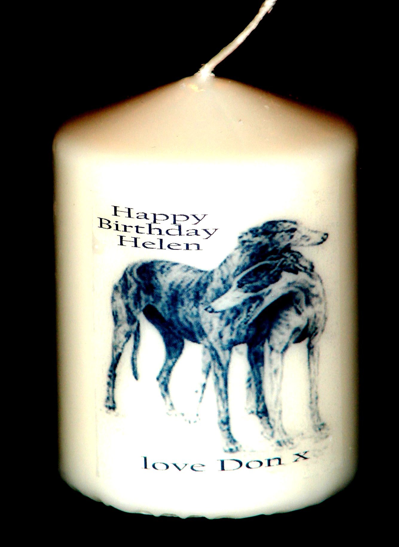 Cellini Personalised Candle Card Gift, Greyhounds Dog Image, Unique Keepsake Present