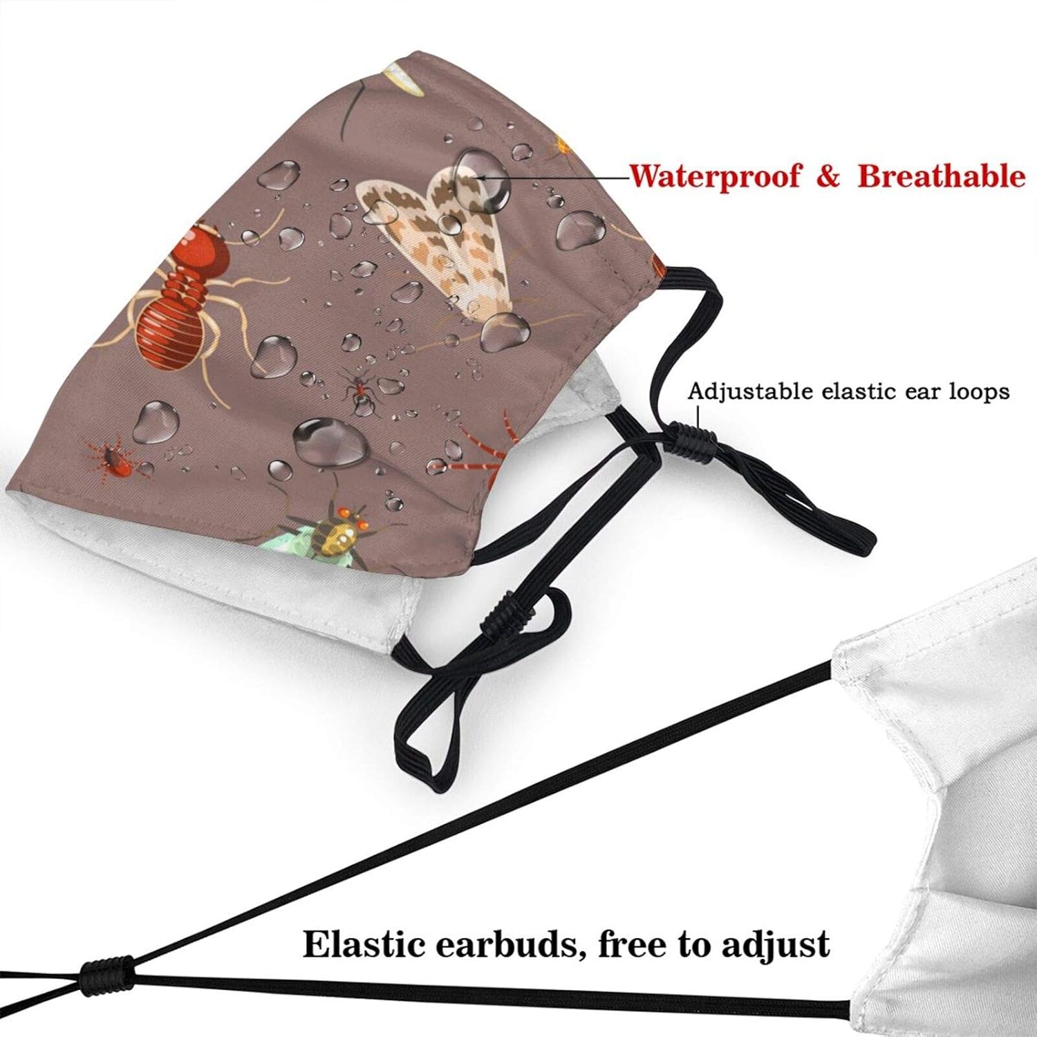 Up To 50% OFF Insects With Moths Ants Masks Outdoor Protective Face Mask Washable Reusable Dust Mouth Cover Adjustable Face Scarf With Elastic Strap