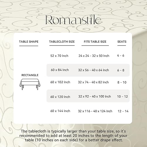 Miniatura 6 de Romanstile Mantel rectangular de jacquard, resistente al agua, elegante, damasco, rizado, floral, mantel decorativo de poliéster lavable para