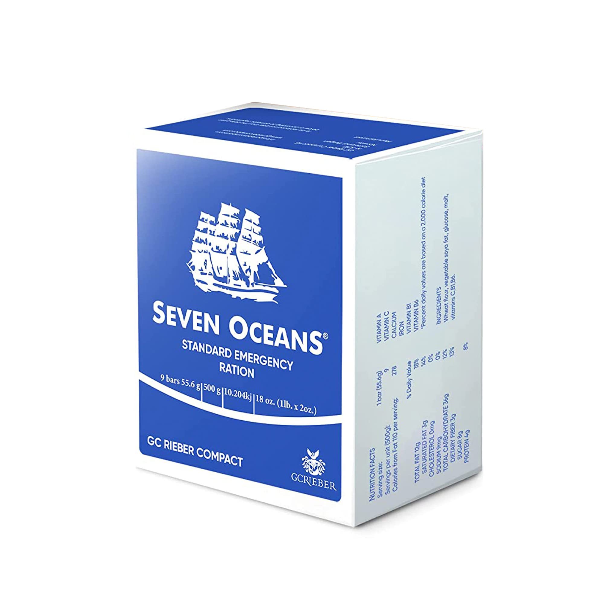 Seven Oceans Emergency Compact Food Ration – 2400 kcal 72-Hour Survival Food Bars, Ready-to-Eat Emergency Disaster & Lifeboat Ration - 2