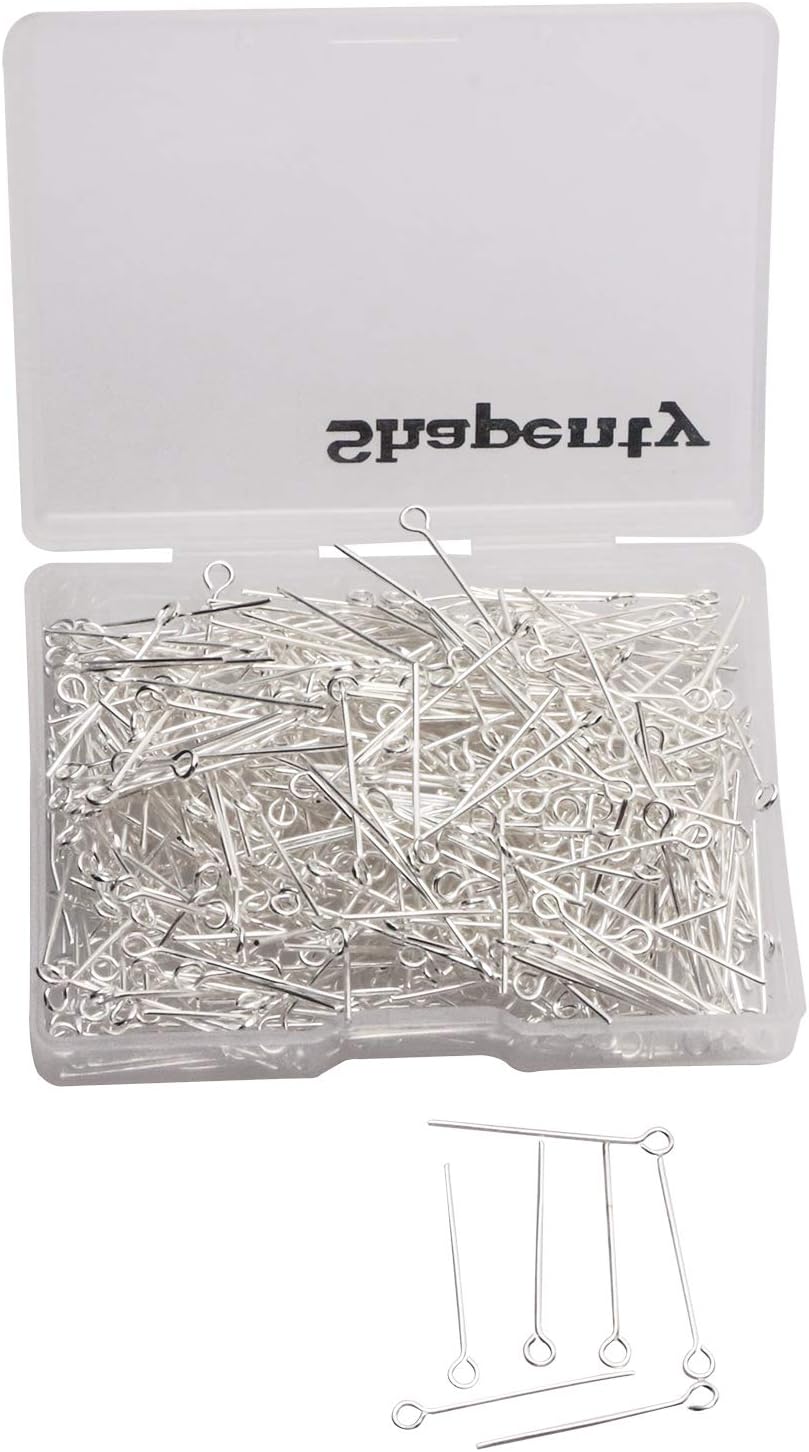 Shapenty 500PCS Mini Metal Wire Eyepins Beading Small Open Eye Head Pins Needles Bulk for DIY Craft Bead Earring Pendant Necklace Bracelet Jewelry Charm Finding Making (Silver, 24mm/1Inch)