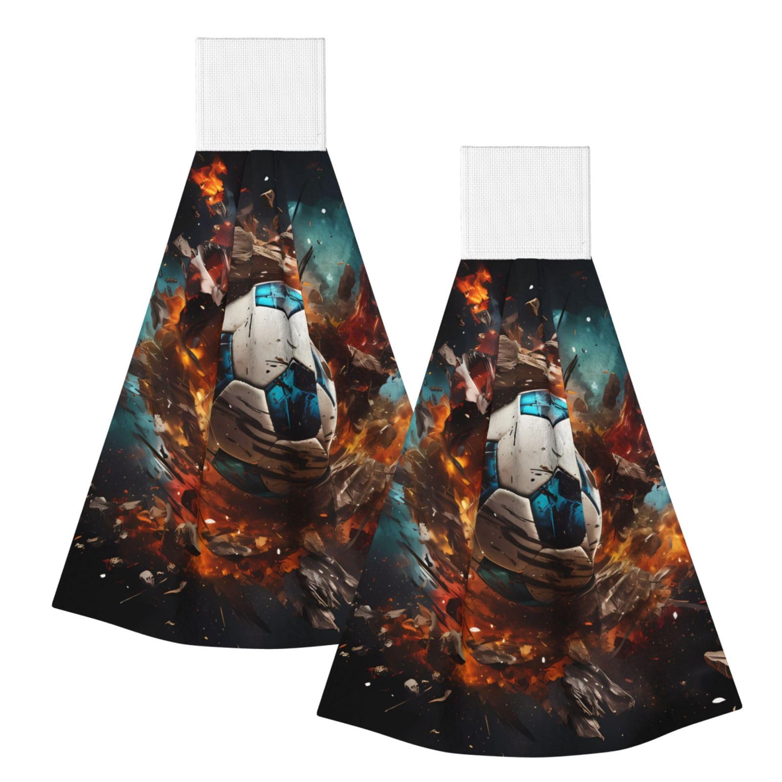 WUPngg Firecracker Soccer Bathroom Tie Towels/Dish Cloth,Kitchen Hanging Towel, Coral Fleece Dry Cleaning Hand Dishcloths One Size