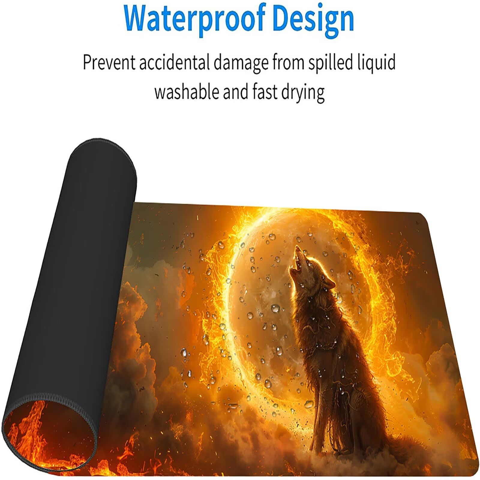 Tappetino Mouse XXL 1500 x 800 mm, Tappetino Mouse Lupo, Gaming Mousepad Migliorare la Velocità e la Precisione, Mouse Pad con Base in Gomma Antiscivolo, Ufficio Accessori Gaming, Grigio C-8714