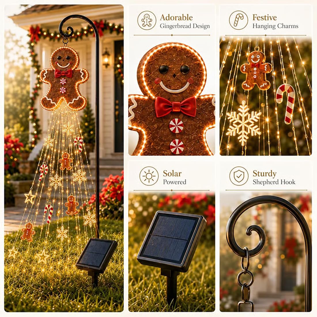 Luce Solare Magica A Forma Di Omino Di Pan Di Zenzero Per Le Feste (2pc)