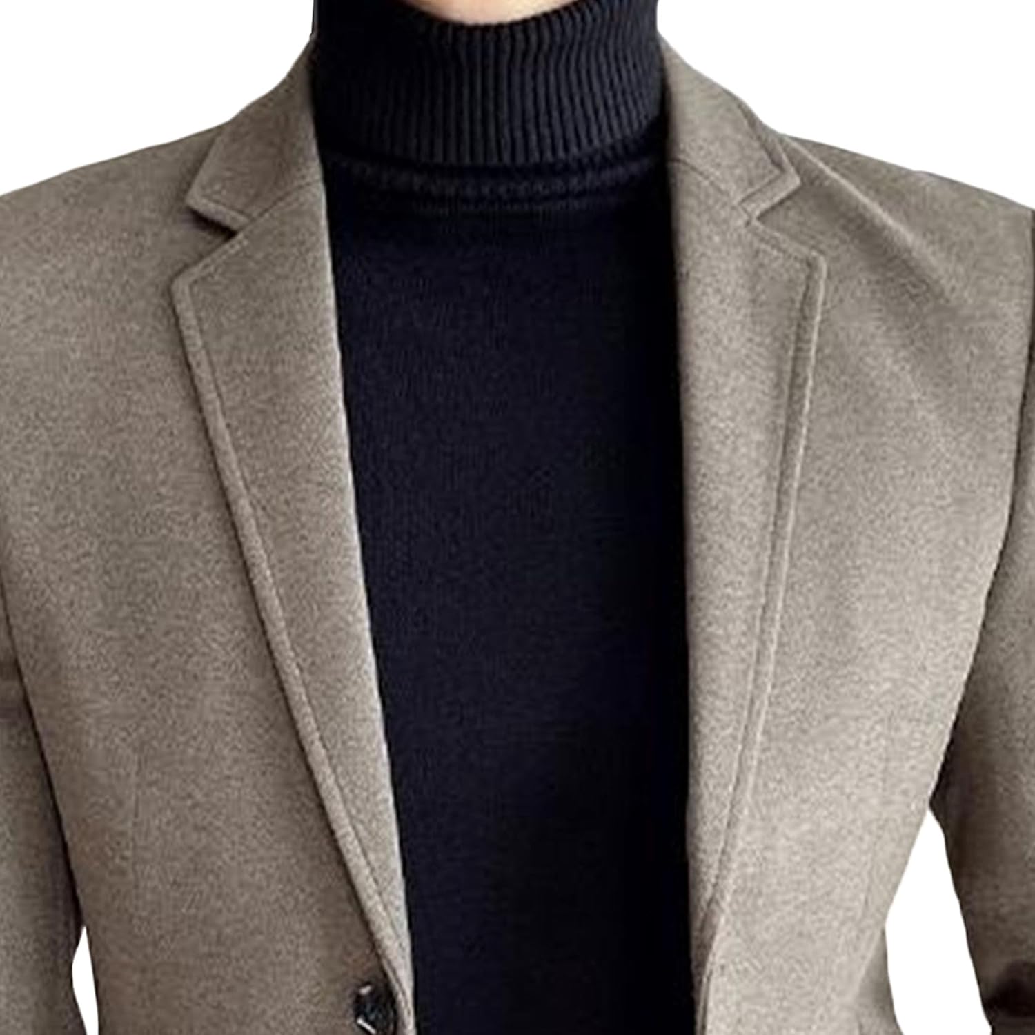 Men Lightweight Thicken Woolen Blend Coat Slim Fit Comfortable Business Casual Blazer Spring Notched Lapel Suit Jacket