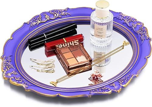 Miniatura 9 de Espejo de pared ovalado, estilo vintage, rosa, montado en la pared (dorado)