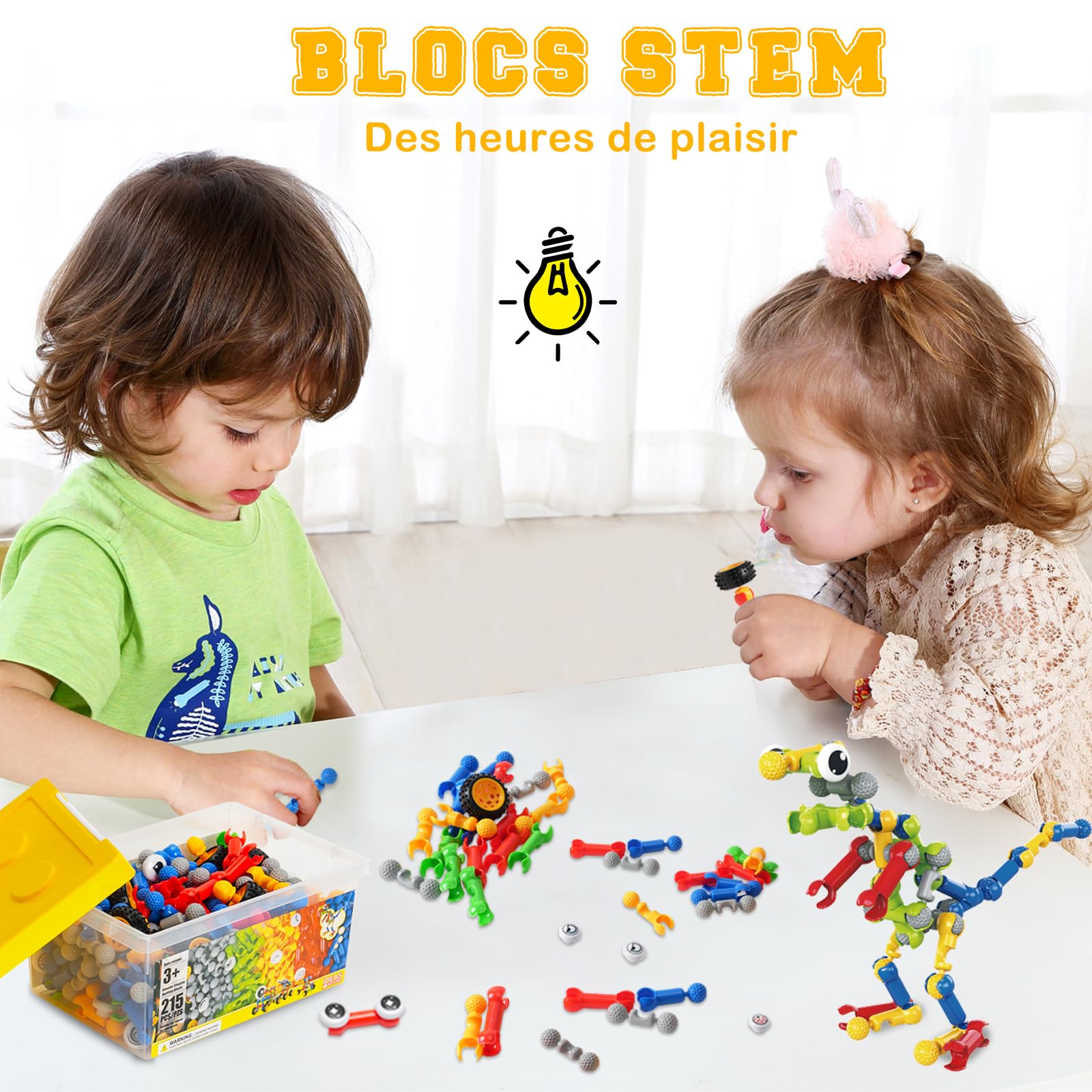 215 pièces jeu construction STEM créatif 4-8 ans cadeau anniversaire garçon