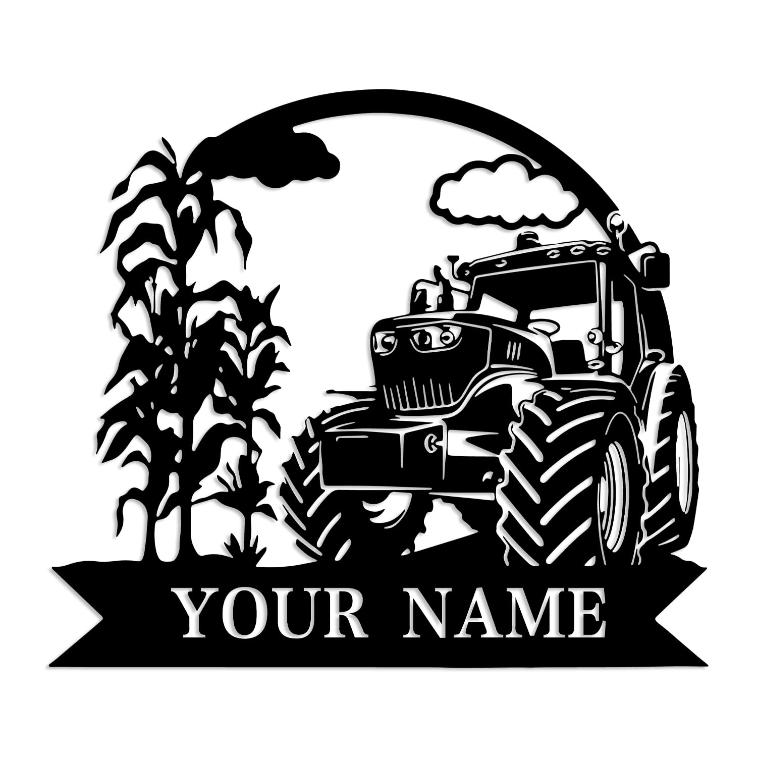 Kissesuu Tractor D Custom Metal Wall Art, Personalized Farm Truck Decor, Home Decor Sign, Black Metal Art, Custom Name Signs (Tractor Driver)