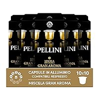 Pellini Gran Aroma 100% Arabica, 100 Capsule in Alluminio Compatibili Nespresso