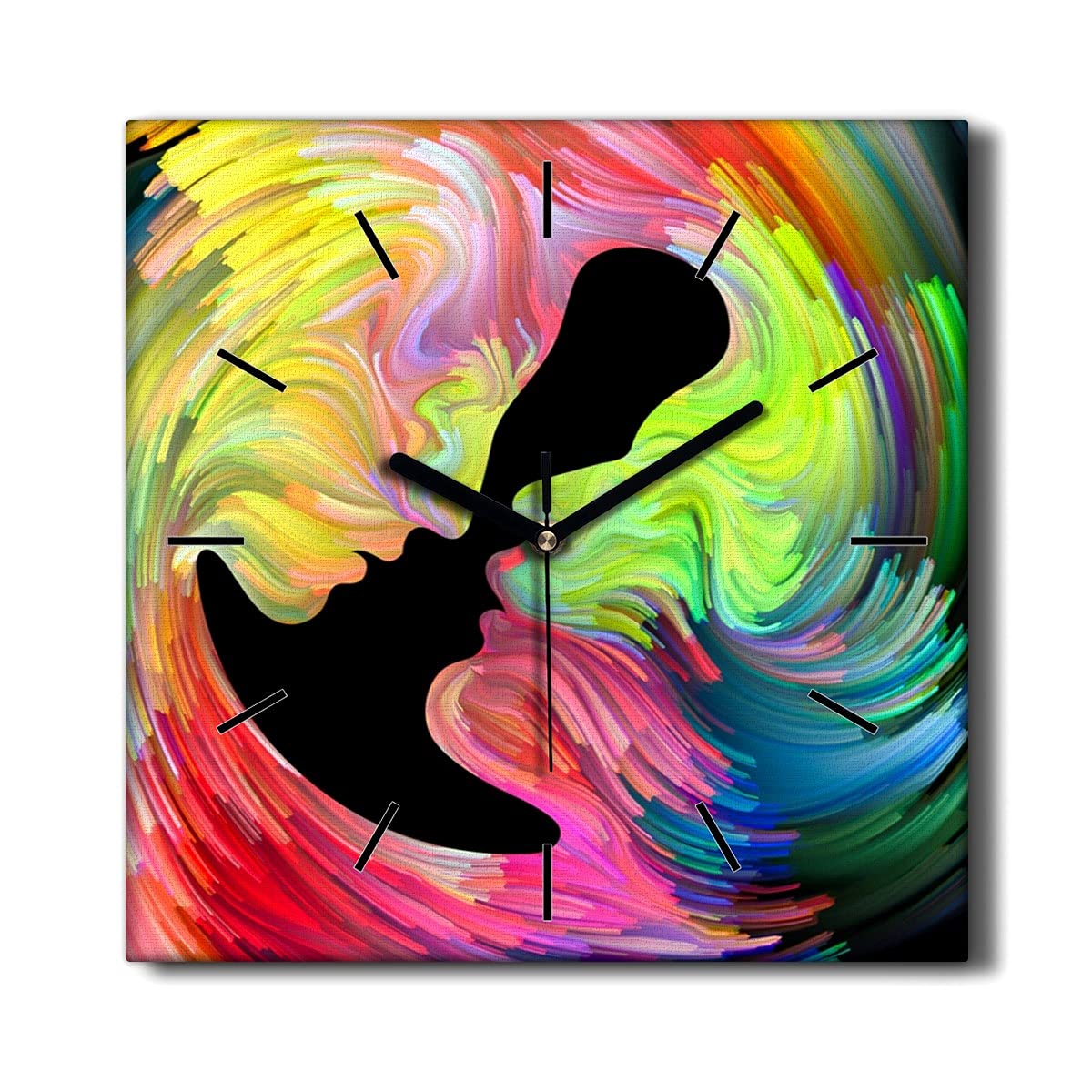 Horloge sur toile sans tic-tac 30x30cm déco salon Il et Elle