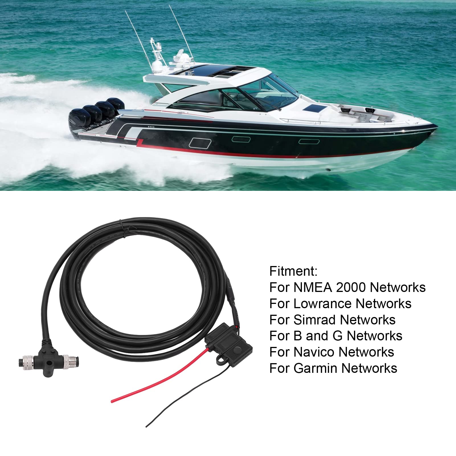 Kabel Spadowy Do Kabla Startowego NMEA2000 Z Bezpiecznikiem Złącza T 3 Metry 5-pinowy Gwint M12 IP67 Wodoodporny Do Sieci Simrad