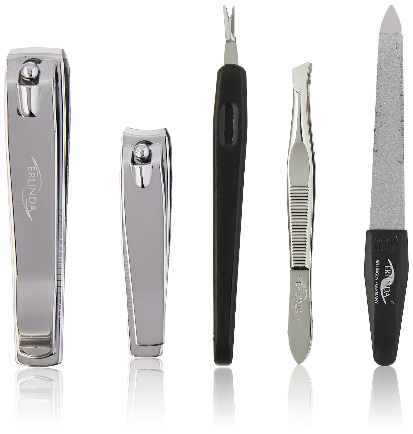 Budd Leather Company Men's Solingen Chrome 5 Piece Manicure Set, Black, 1 Pound