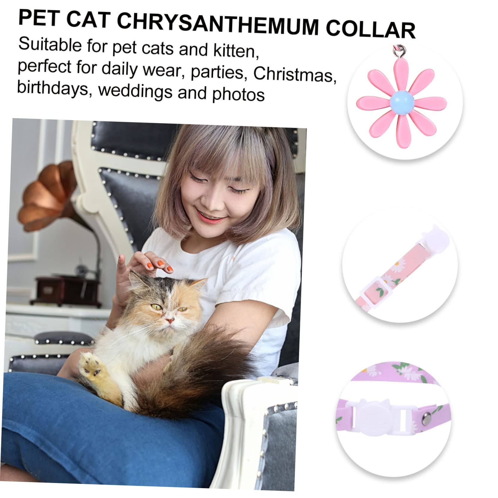 Yardwe 12stücke Teiliges Verstellbares Katzenhalsband Mit Gänseblümchen- Süßes Design Für Katzen Und Kätzchen Für Tägliche Nutzung Partys Und Besondere Anlässe