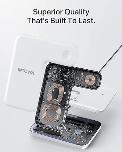 Miniatura 7 de Intoval Estación de carga para Apple iPhoneiWatchAirpods, cargador inalámbrico 3 en 1 para iPhone 14131211XSXRXSX8, iWatch 8Ultra76SE5432, Airpods