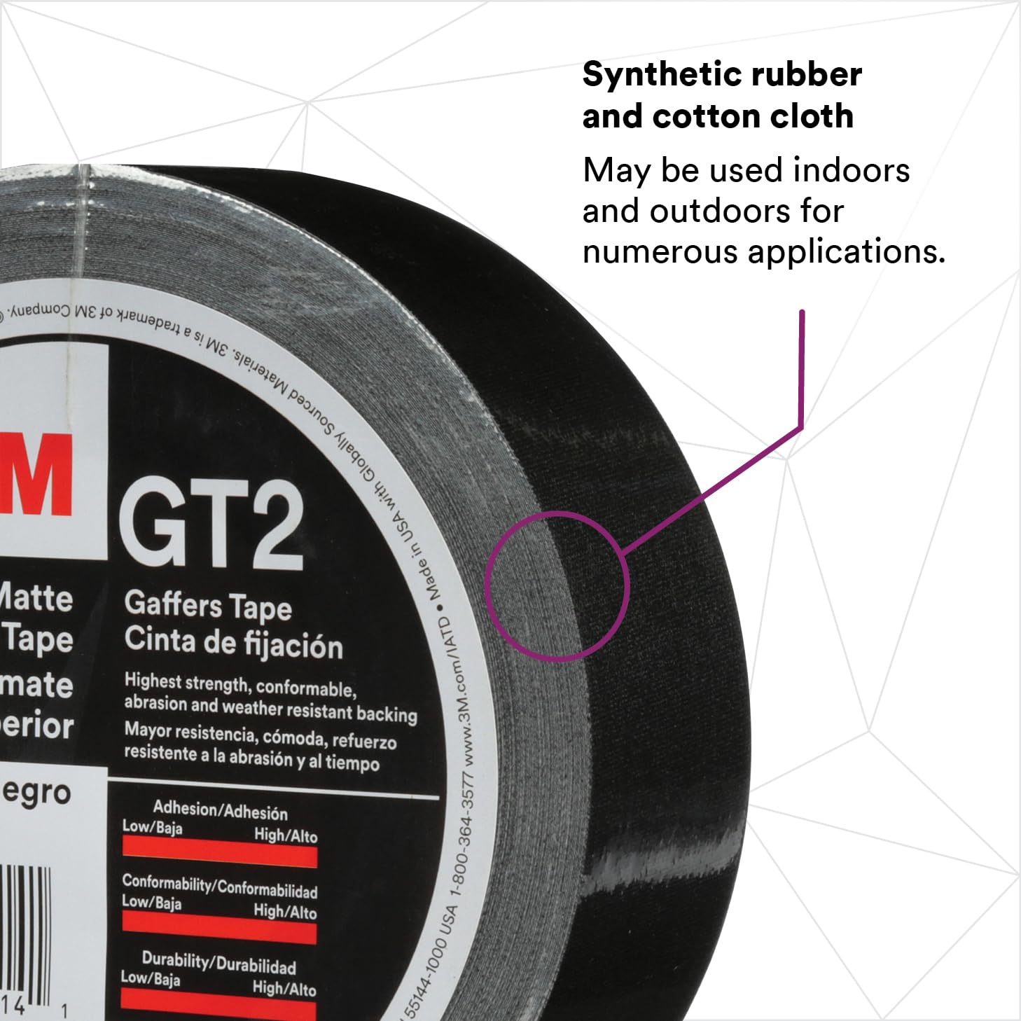 3M Premium Gewebe-Gaffers Tape GT2, schwarz, 48 mm x 50 m, 11 mil