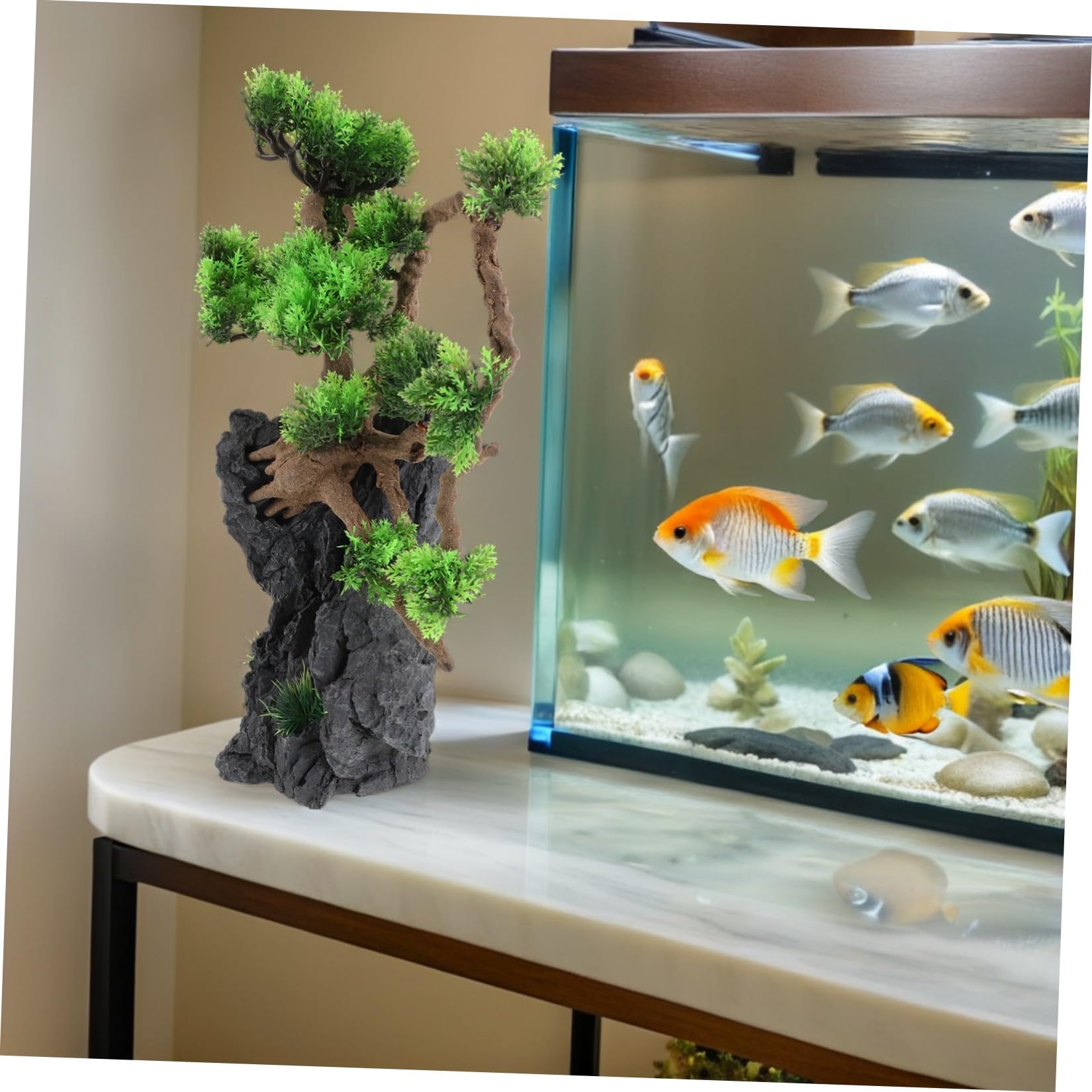 Artibetter Künstlicher Aquariumbaum Lebensecht Hohe Pflanze Farbbeständig Sicher für Fische Aquarien Dekoration Terrarien Landschaft