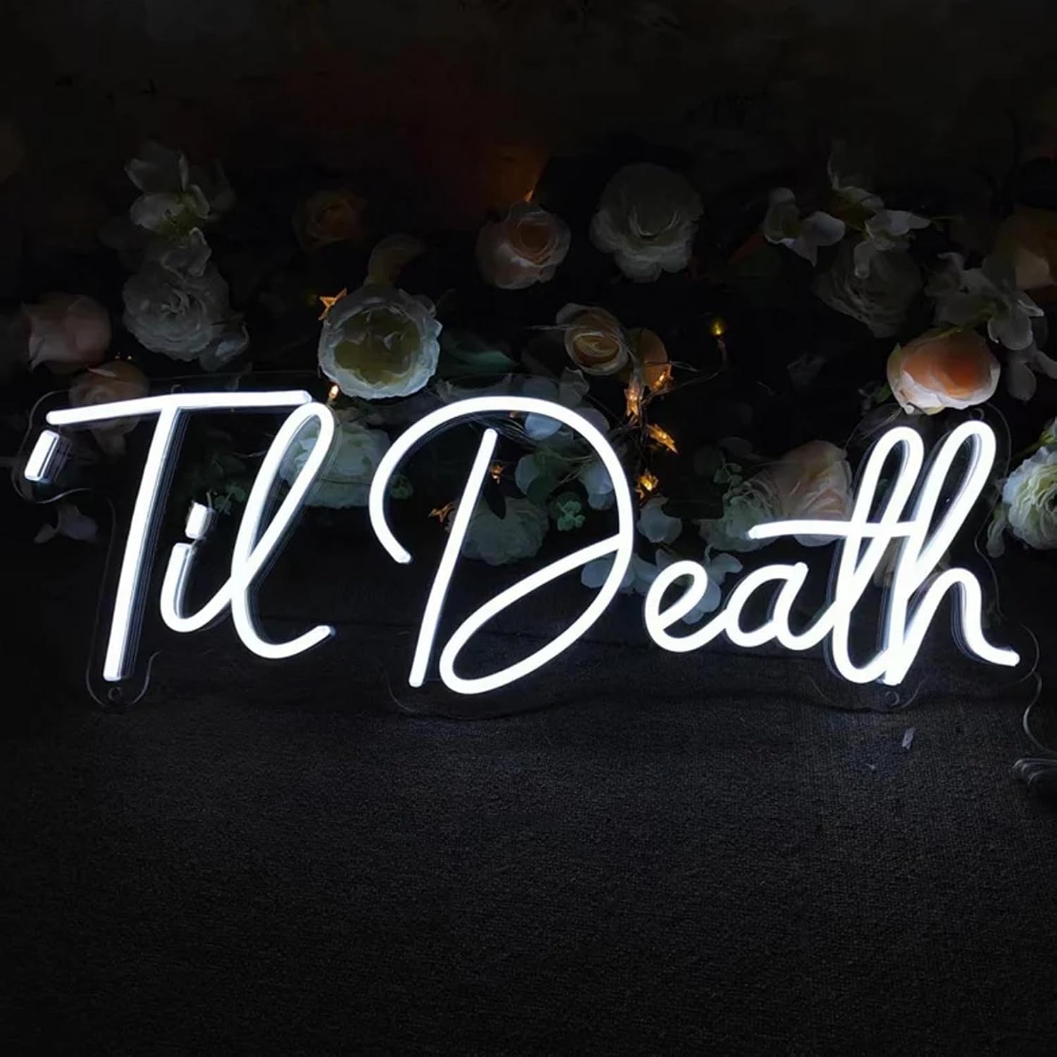Til Death Neon Sign Wedding Wall Decor 35 inches Led Signs for Decorations Engagement Anniversary Proposal Party, Neon Light Valentines Day Gifts