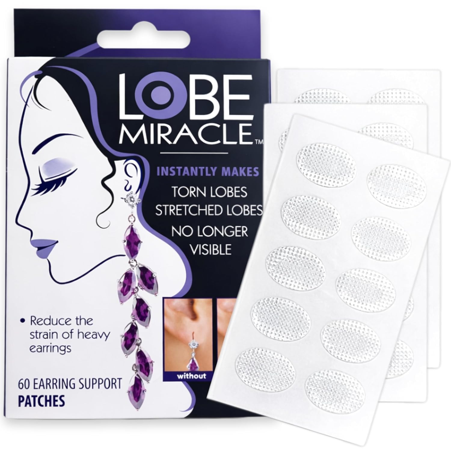 Lobe Miracle Womens Lobe Wonder (60 Patches) Earring Support Patches Ear Lobe Support For Earrings|Ear Stickers For Heavy Earrings | Invisible Earlobe Supporter Heavy Earring