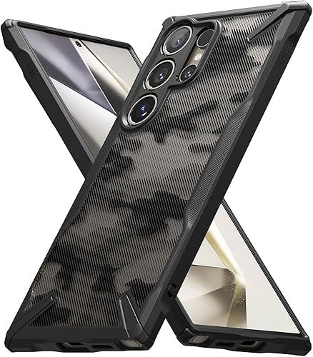 Ringke Fusion-X recortes precisos para lentes de cámara Compatible con Samsung Galaxy S24 Ultra Case 5G, parachoques aumentado, diseño militar,