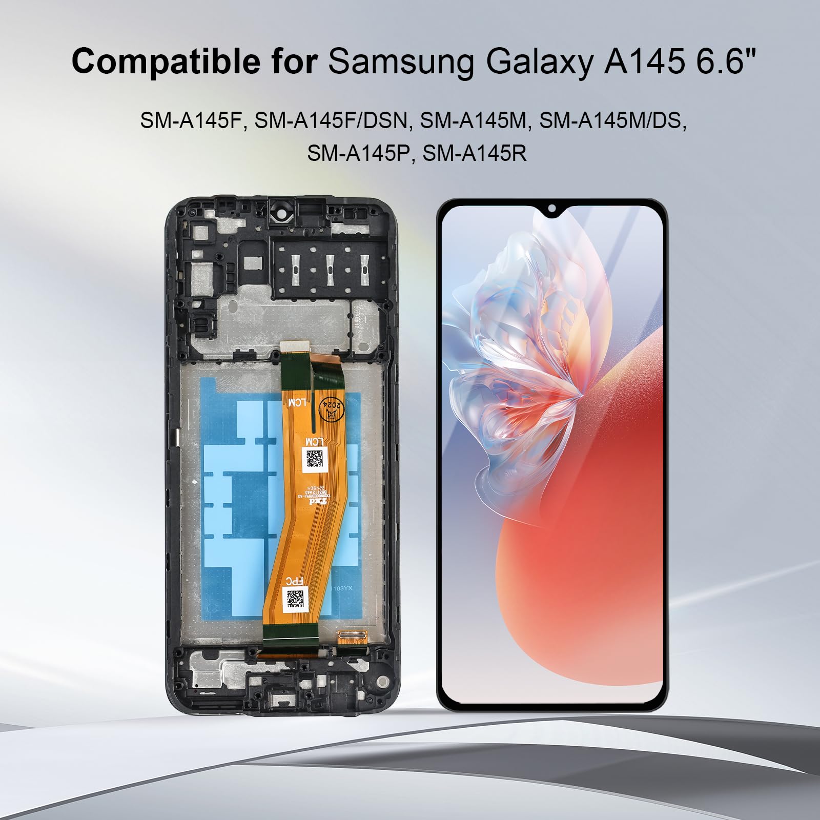 Écran pour Samsung Galaxy A14 4G, Écran de Remplacement LCD Tactile SM-A145F avec Cadre