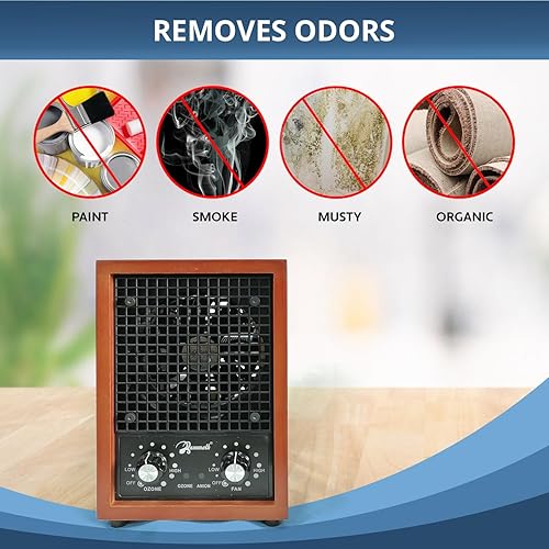 Miniatura 5 de Mammoth Generador de iones y ozono 6000 mghora ajustable hasta 3,500 pies cuadrados Ionizador y desodorante Eliminador de olores de ozono - Máquina