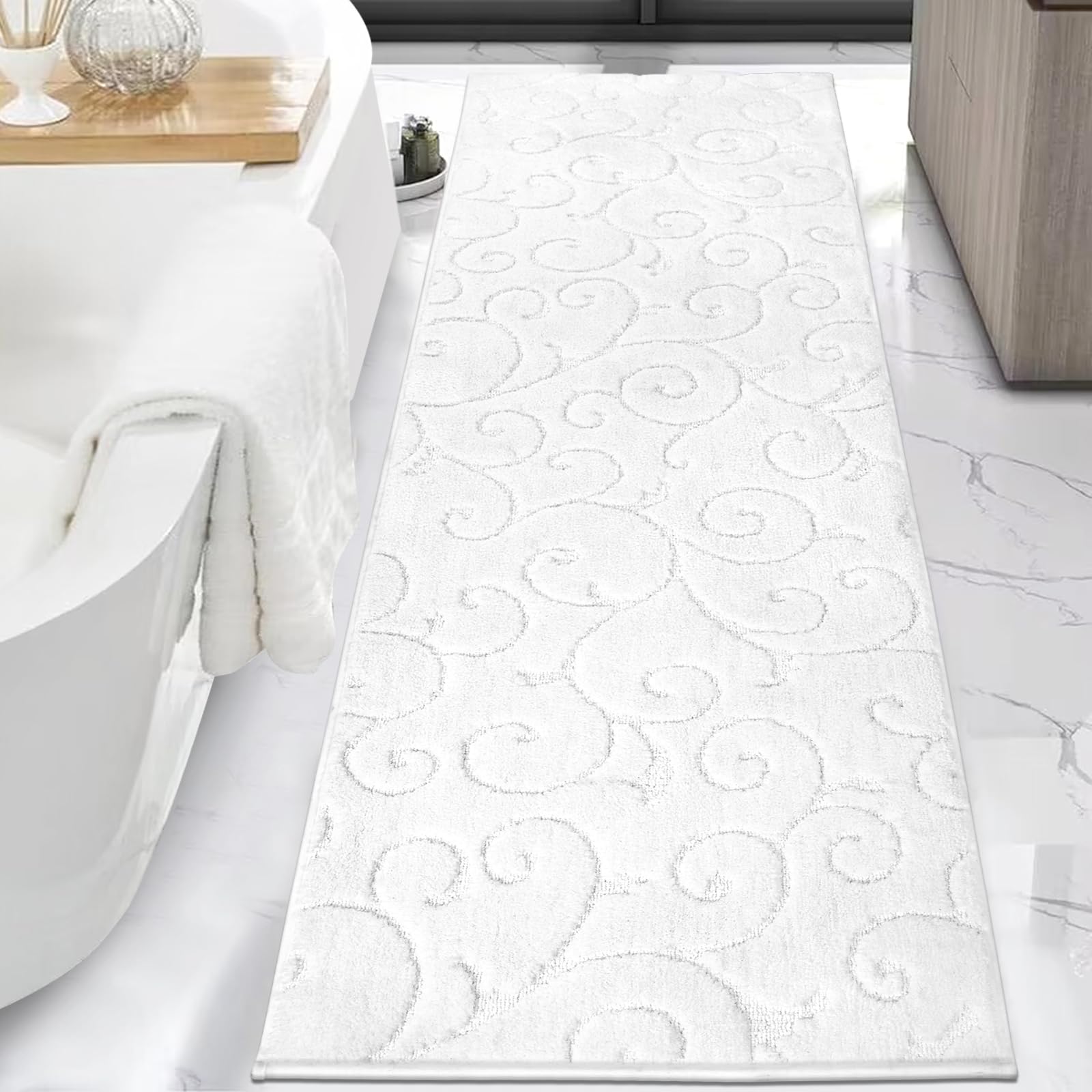 HEBE Luxury Bathroom Rugs 2x6 Ft Absorbent Microfiber Bath Mat Runner ...