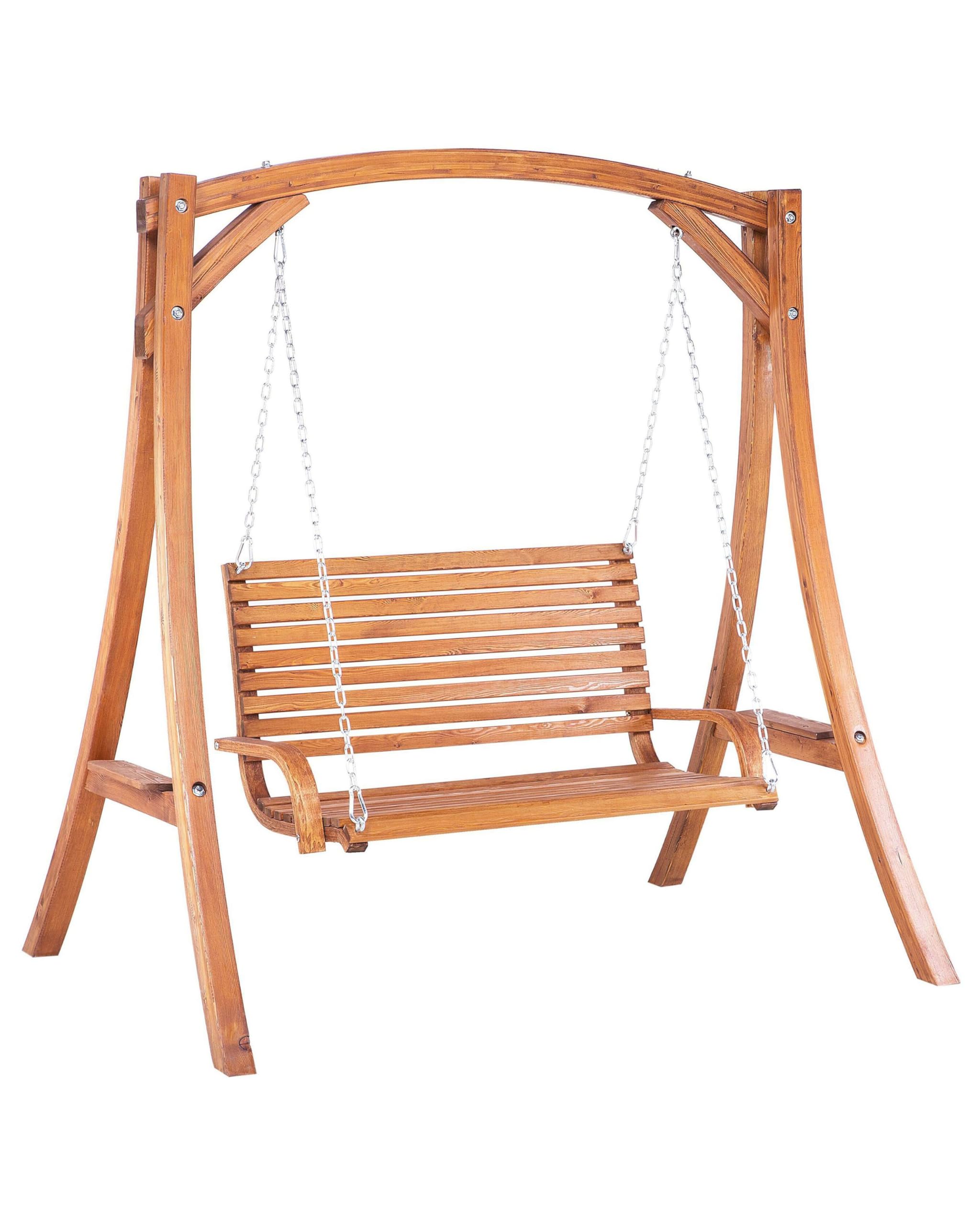 Balancelle de Jardin en Bois Foncé Assise Confortable et Élégante pour Terrasse au Style Campagne Beliani