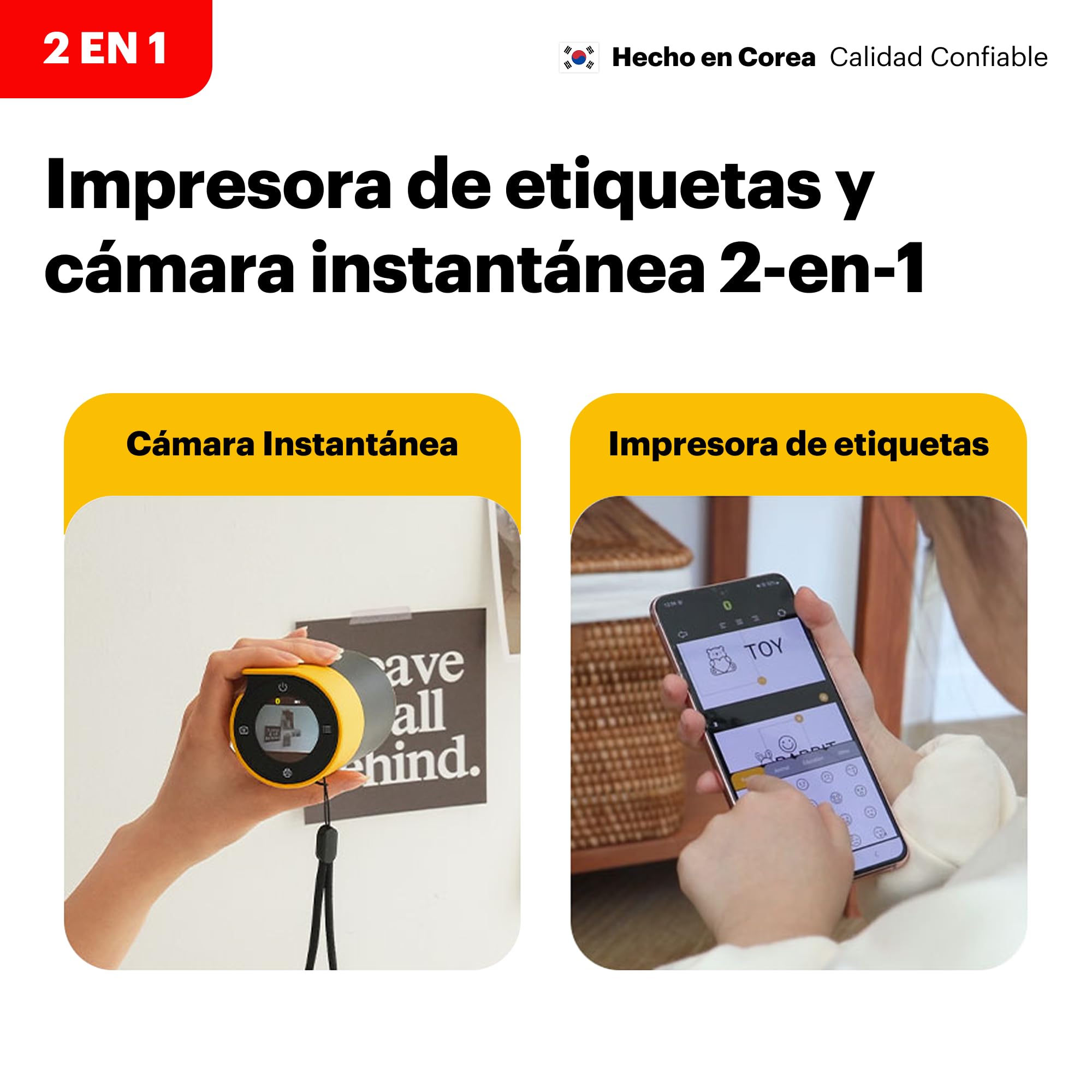 Kodak Memo Shot ERA MS100 Bundle - Imprimante Photo Autocollante + 9 Cartouches - Impression 2.7x1.8, Bluetooth, Compatible iOS/Android, Impression en 25s, Appli Kodak Memo Incluse - Jaune