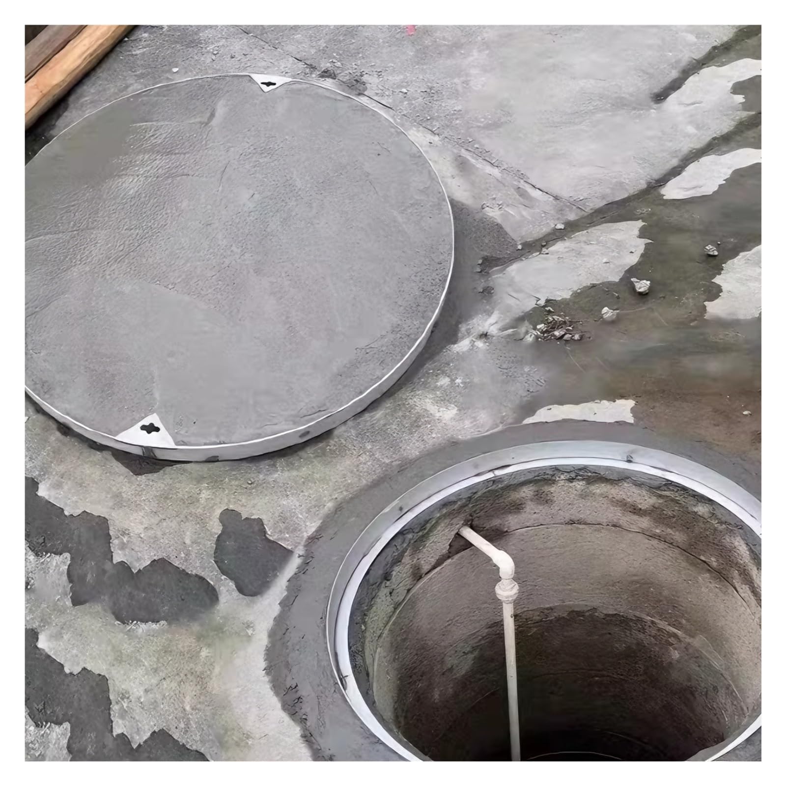 GLDYTVF Integrated Manhole Cover for Sewage System, Heavy-Duty Concrete Lids for Septic Tank, Durable for Dirt/Asphalt/Gravel, Inspection Cover (20"/50cm)