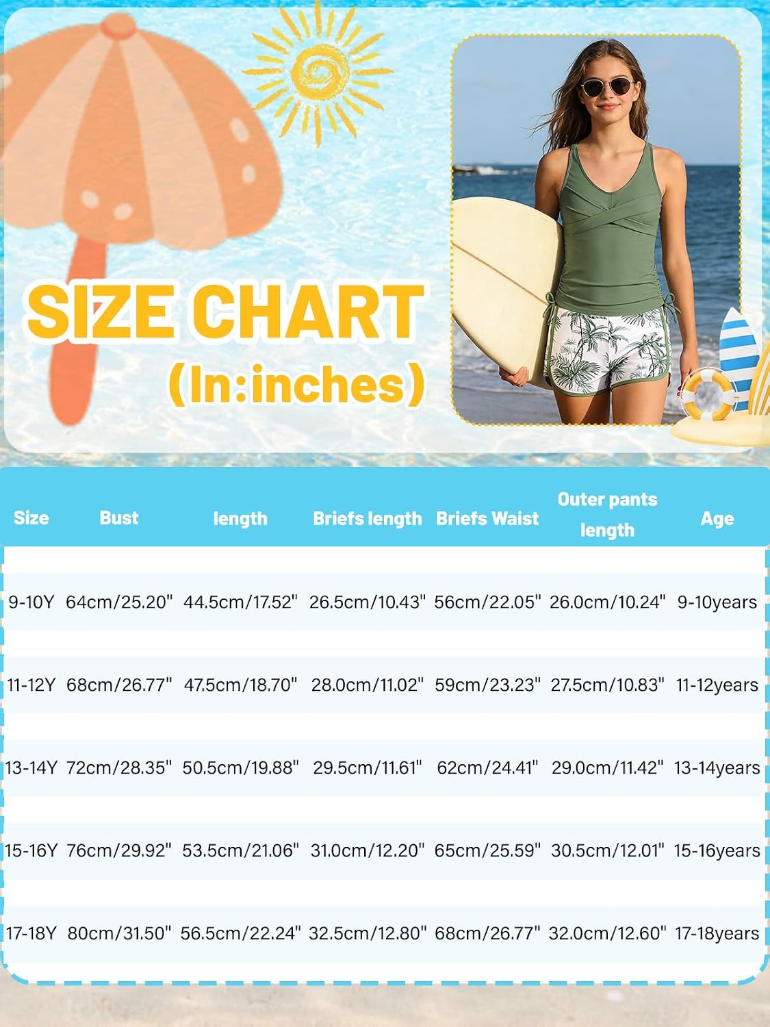 URMAGIC Girls Swimsuits Tankini Set with Shorts Criss Cross Bathing Suits Tween Teen Juniors Girl Two Piece Swimwear