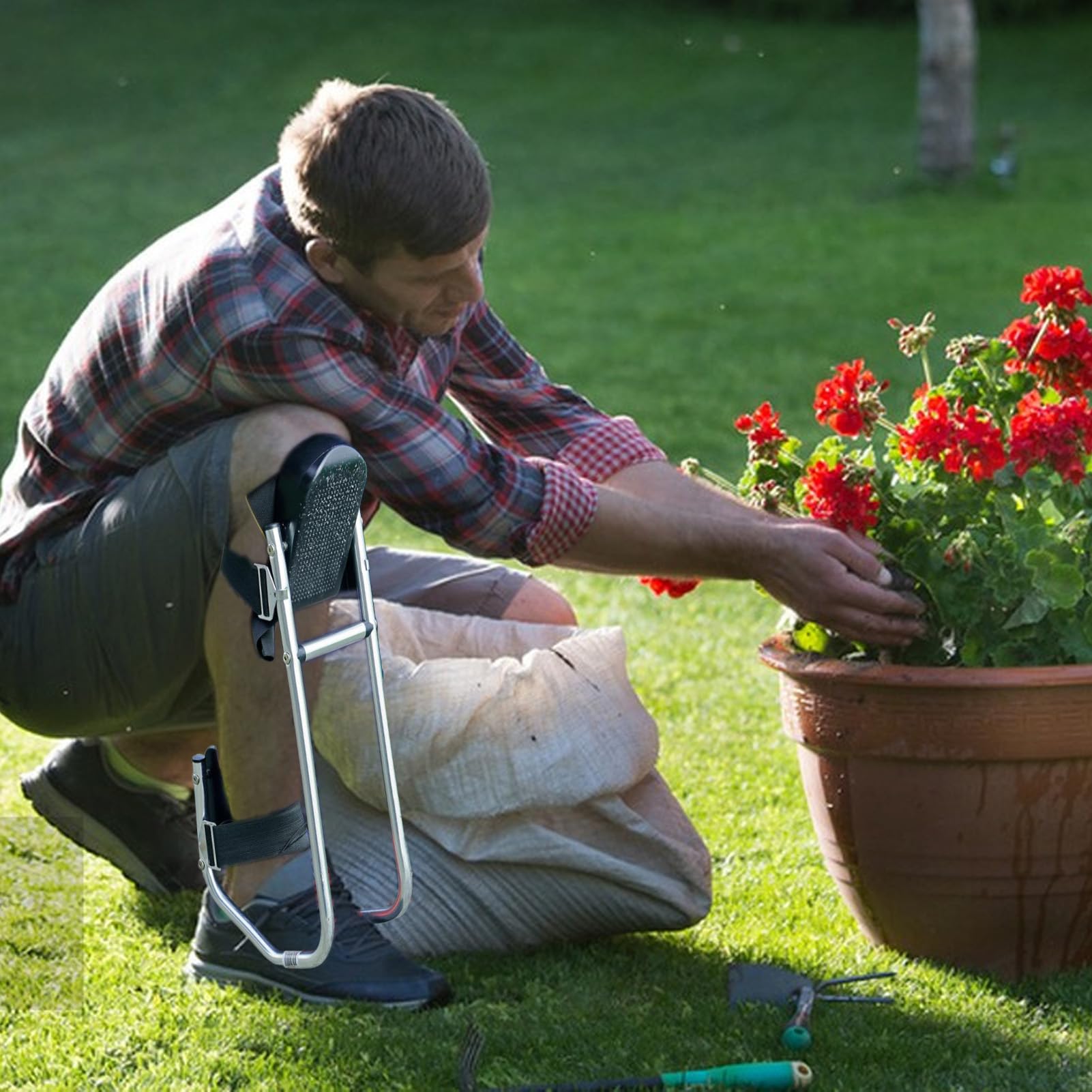Asiento de Rodillas para Jardinería 2 en 1 Asiento Ergonómico Desmontable | Almohadilla de Rodillas para Jardinería Para Mujeres Hombres Soporte Tobillo Trabajo al Aire Libre Construcción