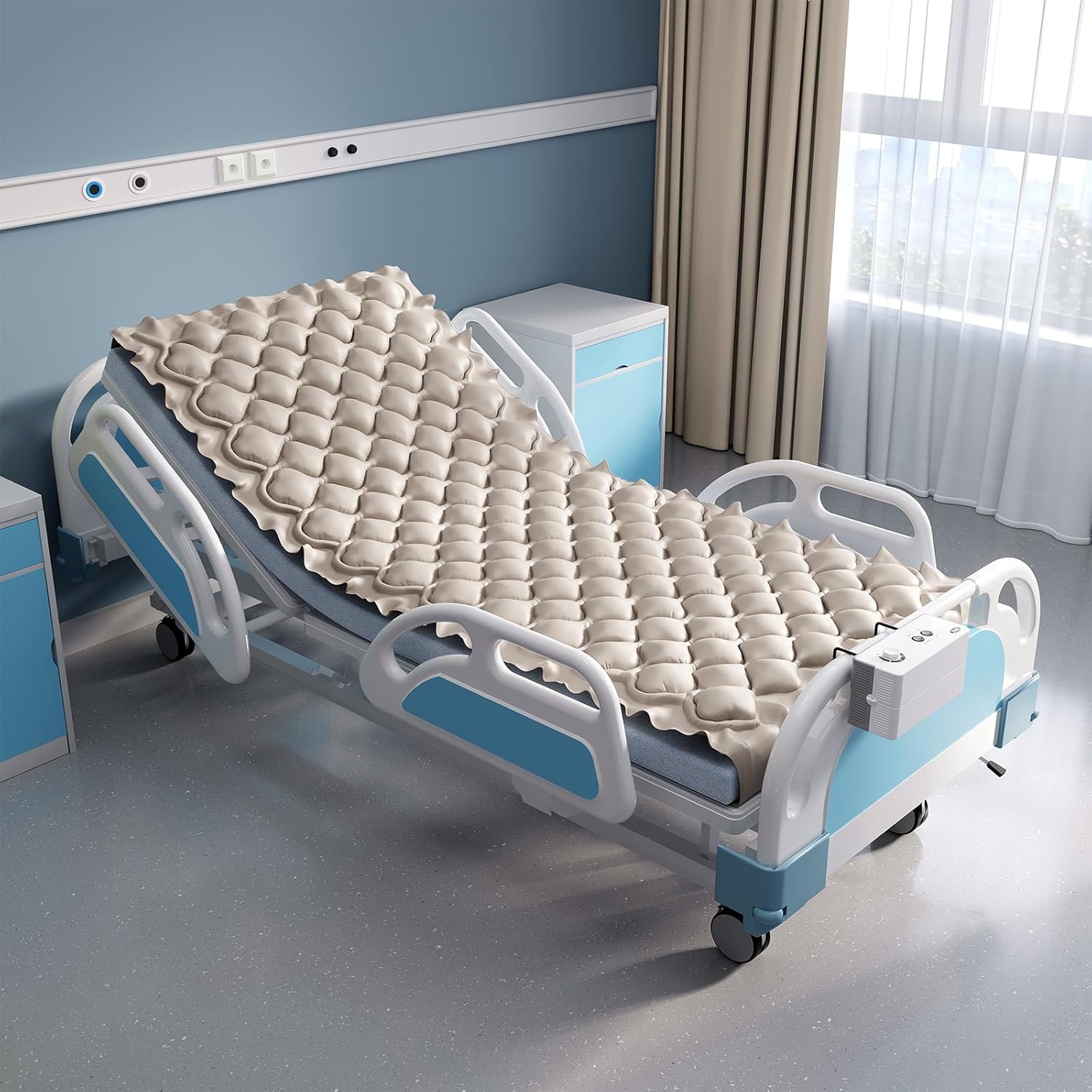 Alternating Air Pressure Mattress Pad, Bed Sore Prevention Solution Mattress Topper with 6-Setting Pump, Waterproof Pressure Ulcer Cushion Pad for Hospital Beds and Home (S11VA, Beige) Alternating Air Pressure Mattress Pad, Bed Sore Prevention Solution Mattress Topper with 6-Setting Pump, Waterproof Pressure Ulcer Cushion Pad for Hospital Beds and Home (S11VA, Beige)