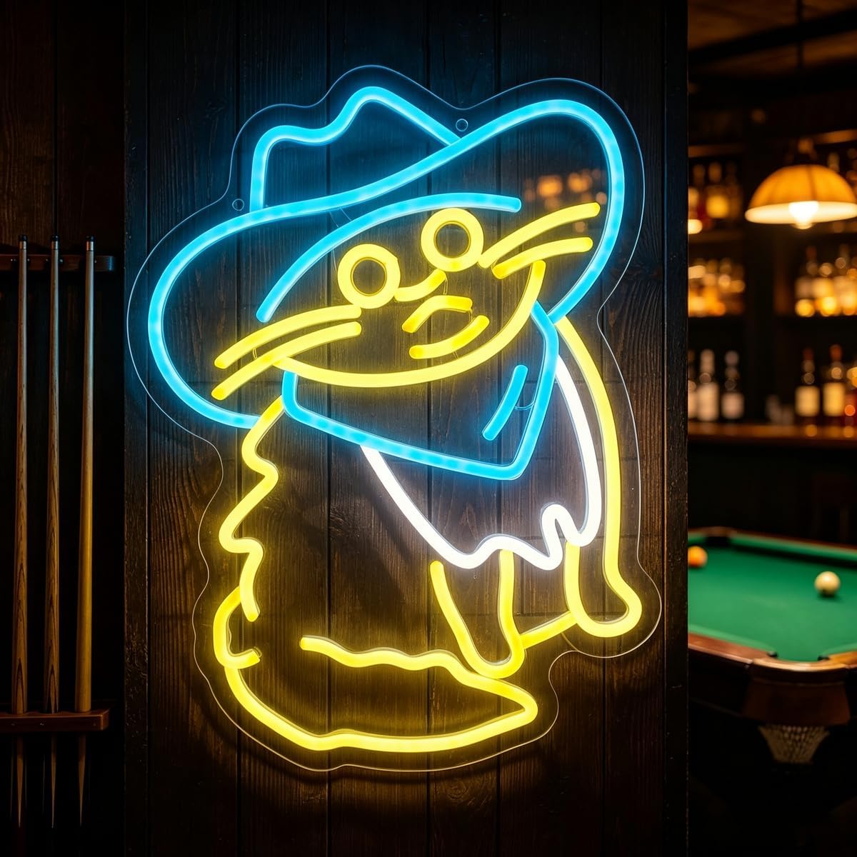 Western Cowboy Cat Neon Sign, Cool Cat with Cowboy Hat & Bandana LED Neon Wall Decor, USB Dimmable Neon Light for Bar Bedroom Game Room, Fun Gift for Cat Lovers image 5