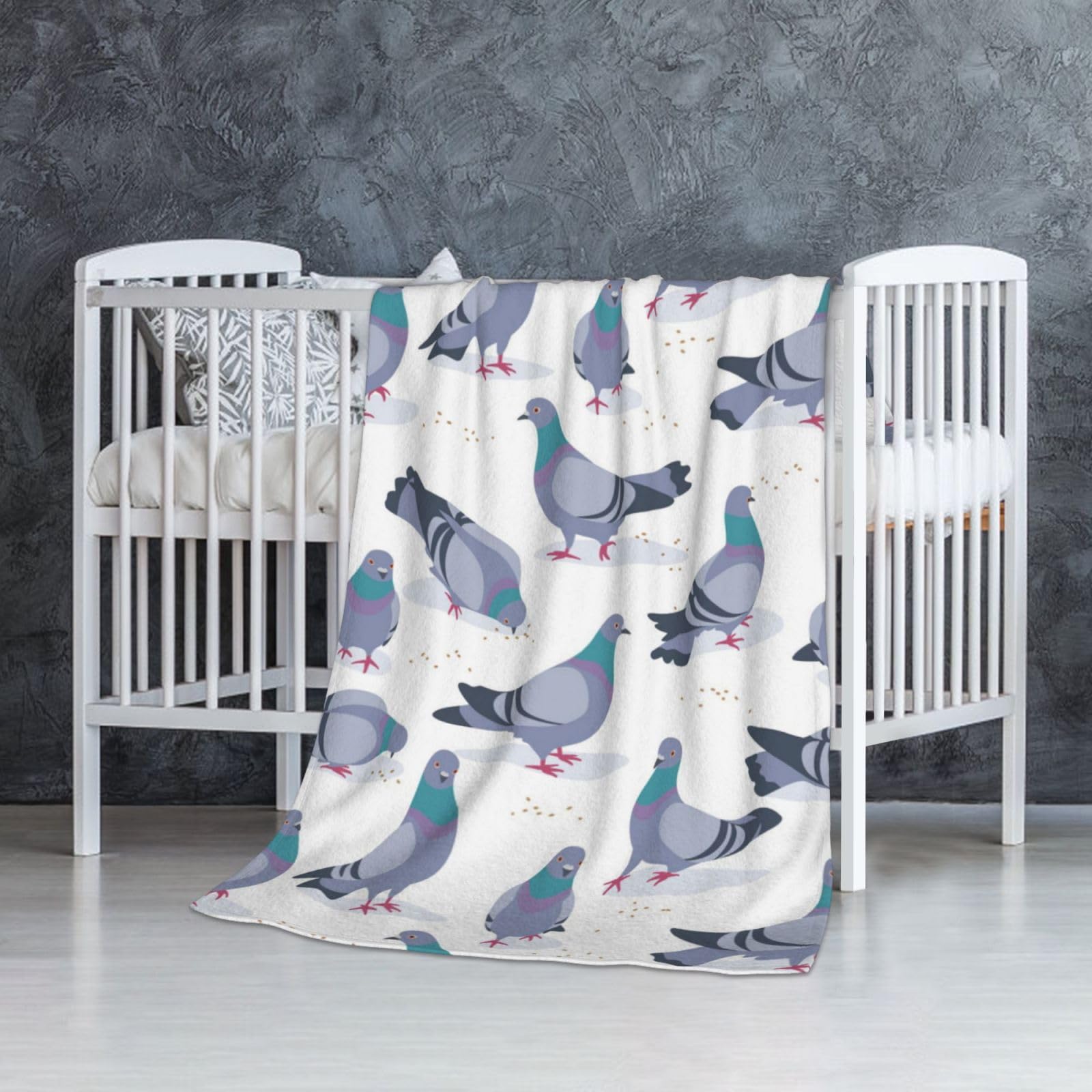 Inomak Unisex As Picture Bluish Pigeons,Soft Blanket Warm Anti-Pilling Flannel Plush Throw Blanket 76 X 127 Cm