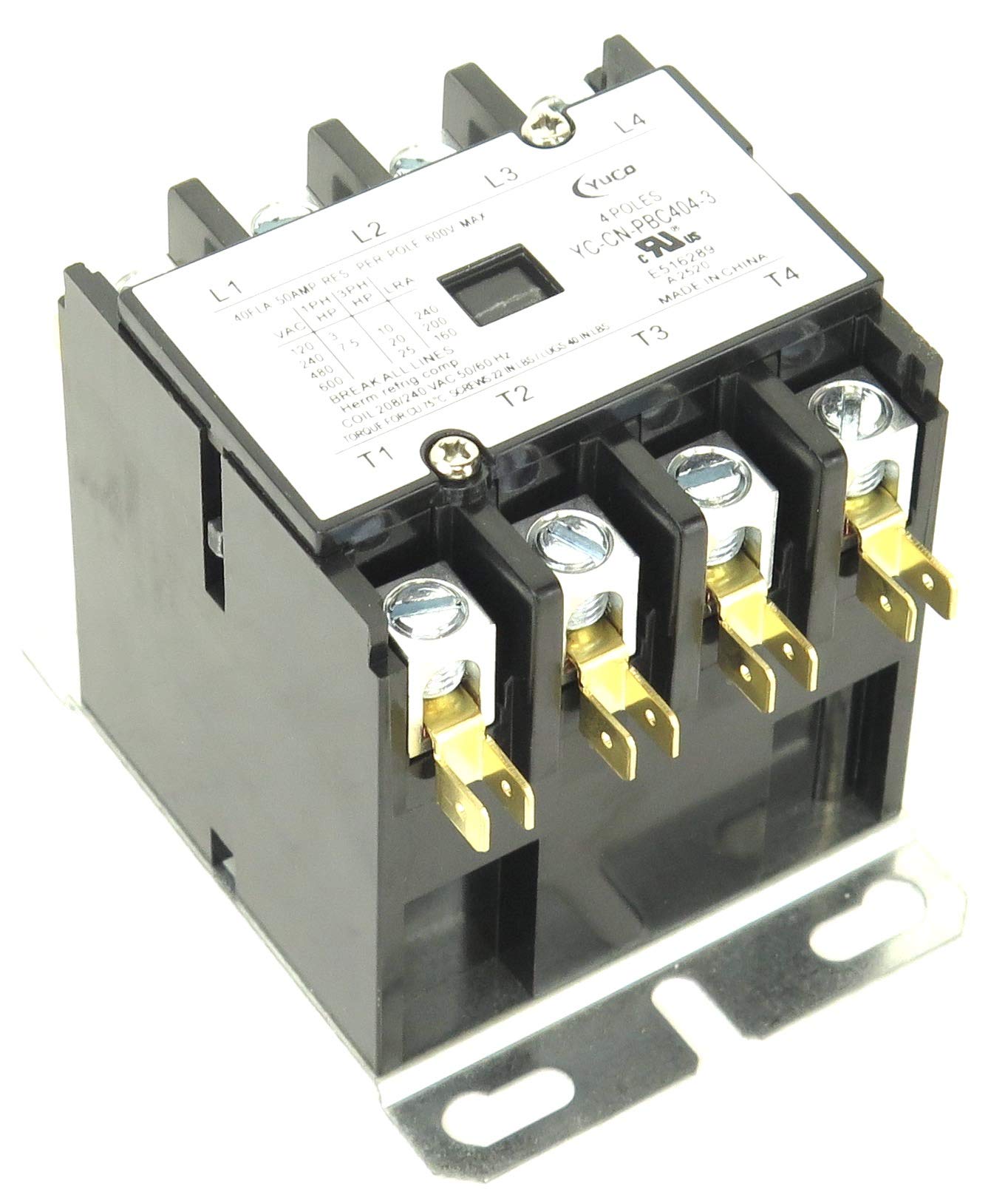 Yuco YC-CN-PBC404-3 4-Pole 40-Amp Definite Purpose Contactor 240V Coil