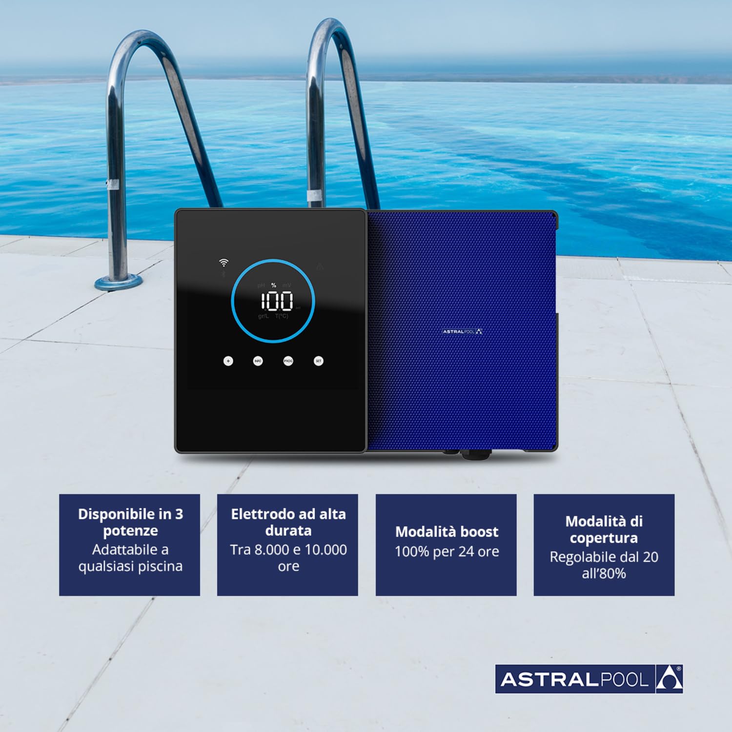 Clear Connect 21 - Cloratore a sale - Pulitore per piscine - Senza prodotti chimici - Elettrolisi del sale - Astralpool