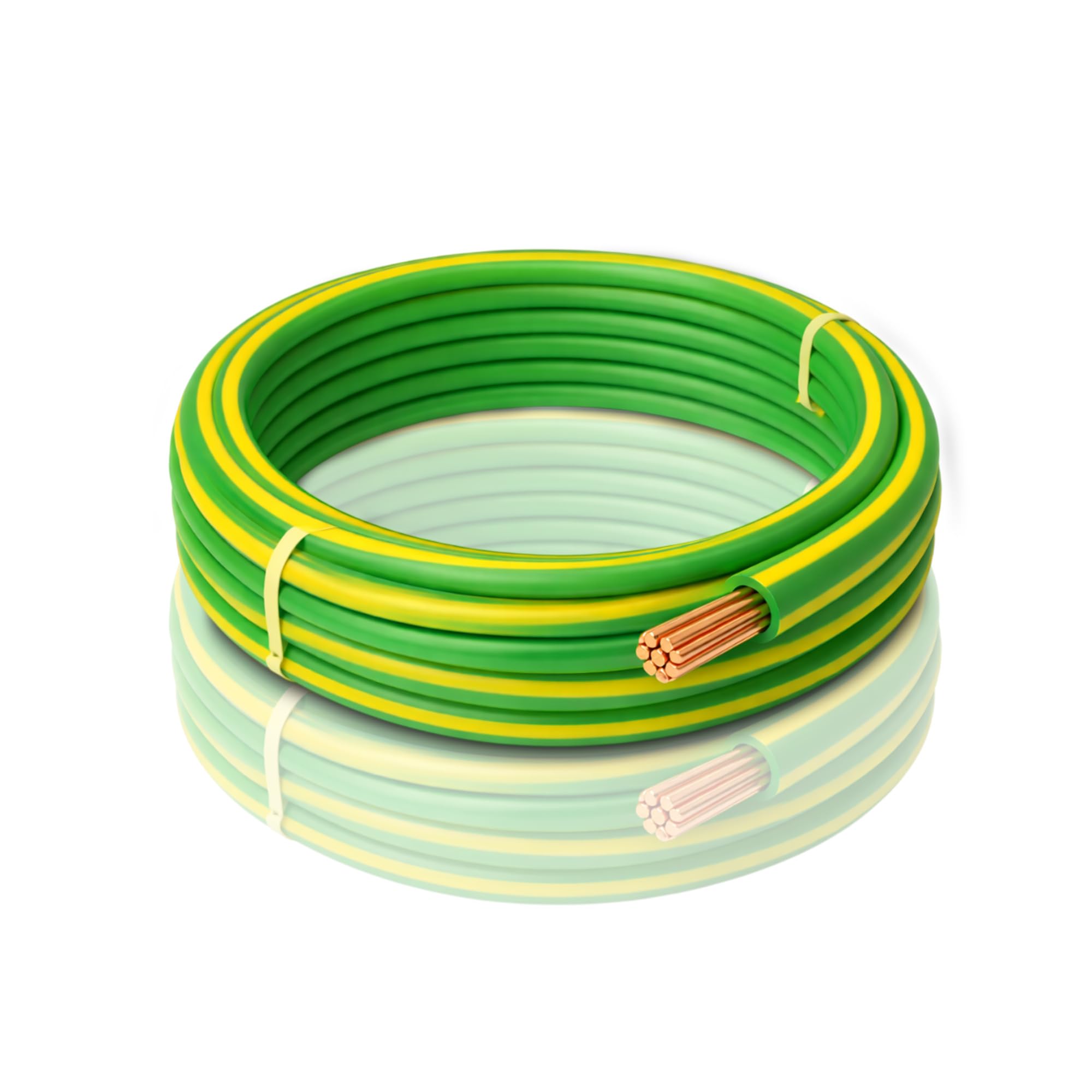 LampStation Single Core 1.5mm² 450/750V Green/Yellow Round PVC Cable 6491X - Stranded Copper Earth Cable for Lighting Circuit CPC & Internal Earthing - BASEC Approved - 3 Metres