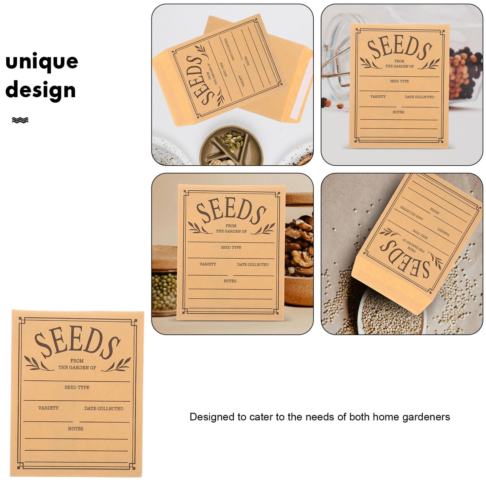 PartyKindom 50pièces Lot De Sachets Graines Autocollants Papier Refermables Pour Conservation Semences Et Stockage Jardinage