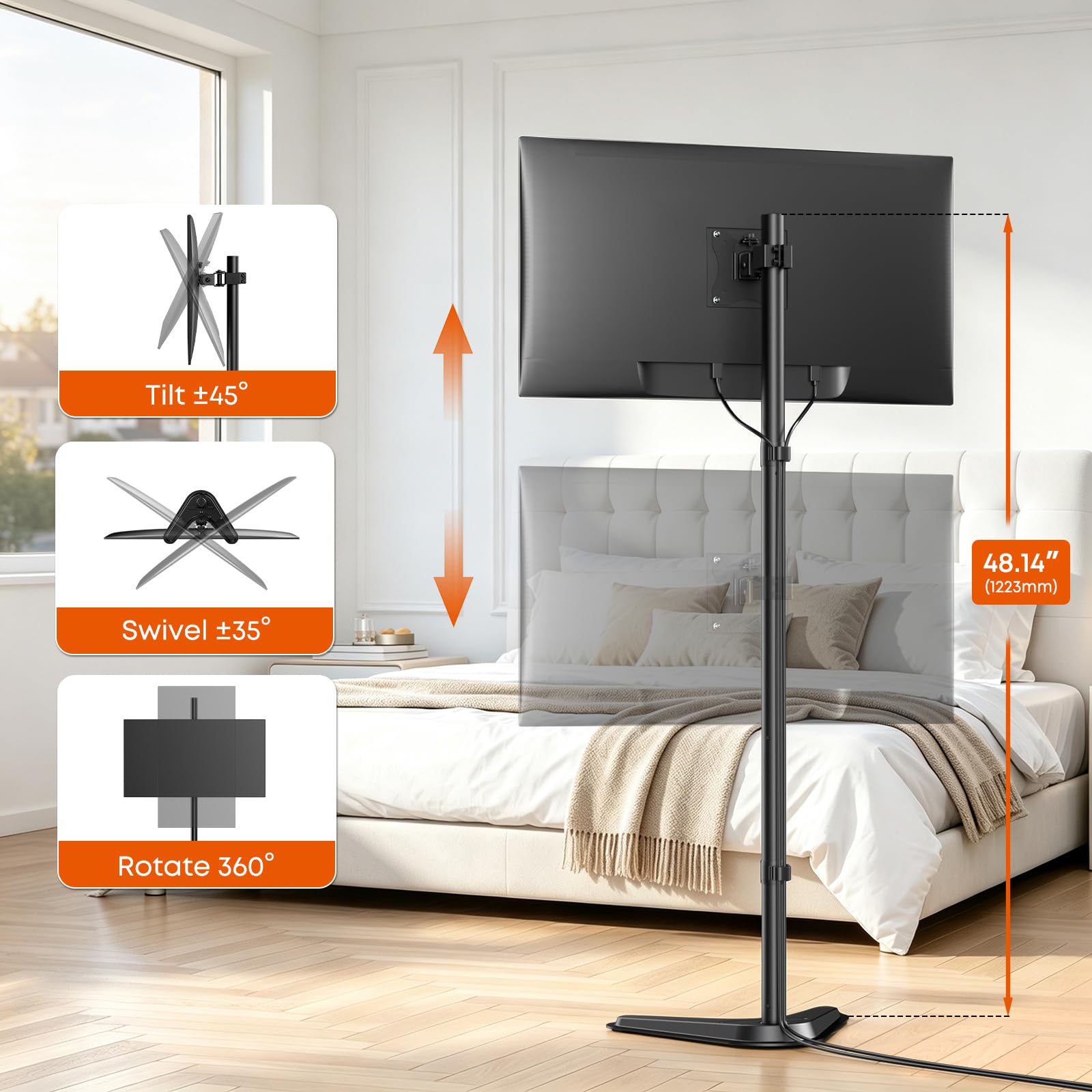 PUTORSEN Supporto singolo alto per monitor con palo da 48"