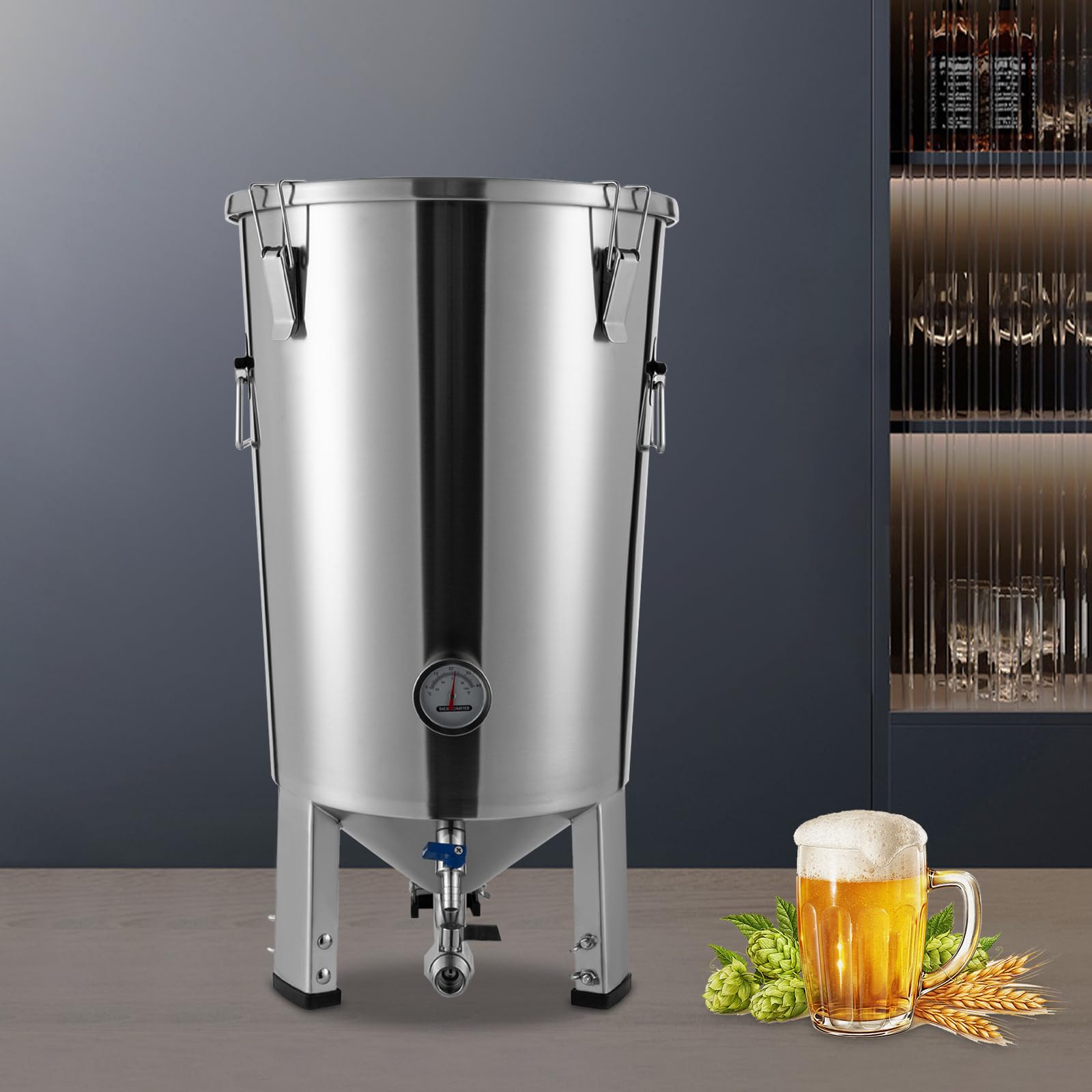 Kit de elaboración de cerveza – Juego completo para elaborar cerveza de acero inoxidable 304, depósito de fermentación y fermentador de 32 litros, control de temperatura 0 – 40 °C, espiral de