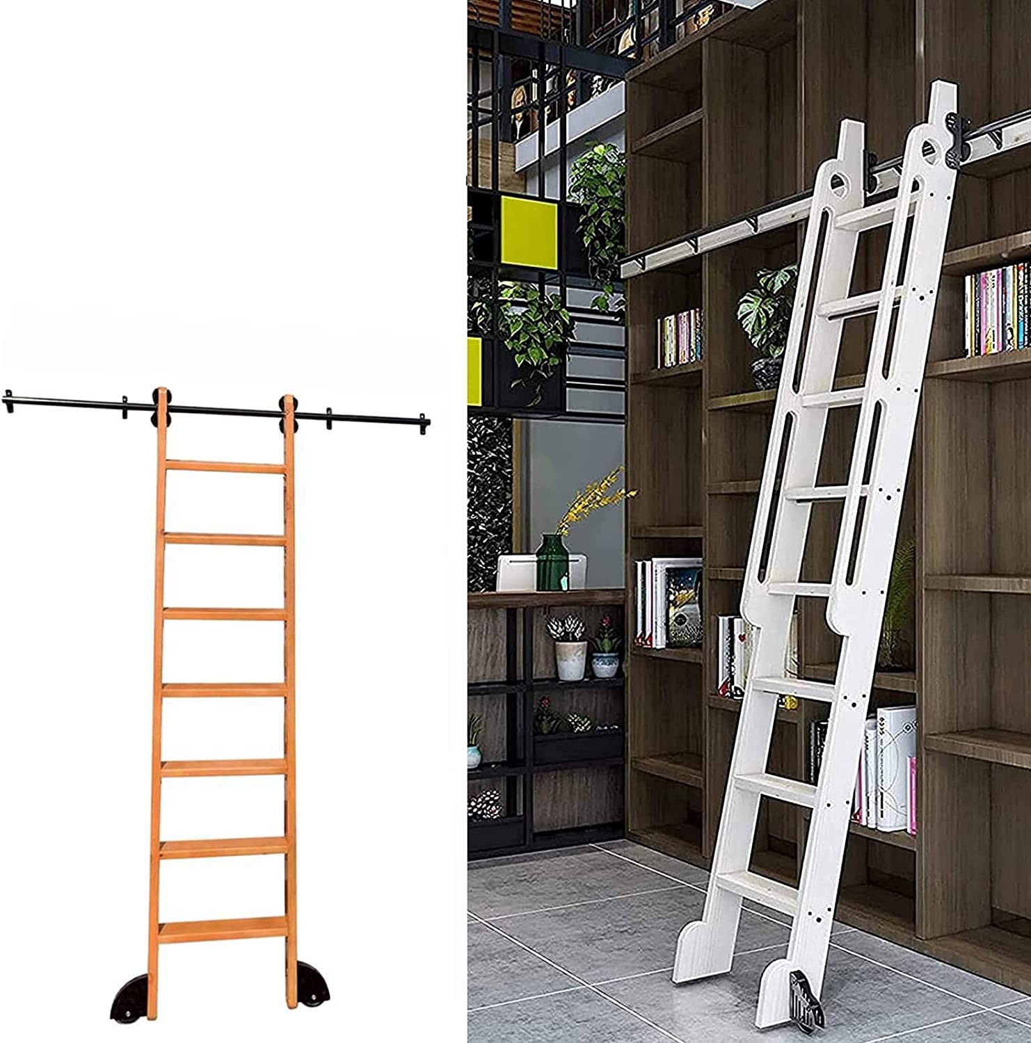 Rail de bibliothèque mobile en tube rond pour loft avec quincaillerie complète robuste