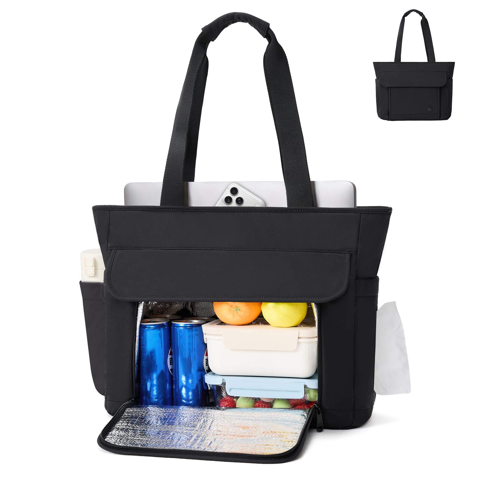 aji Borsa da lavoro da donna, con scomparto refrigerante, borsa per computer portatile da 17 pollici, borsa per il pranzo, borsa per la scuola, da donna, con scomparto isolato, per lavoro, università