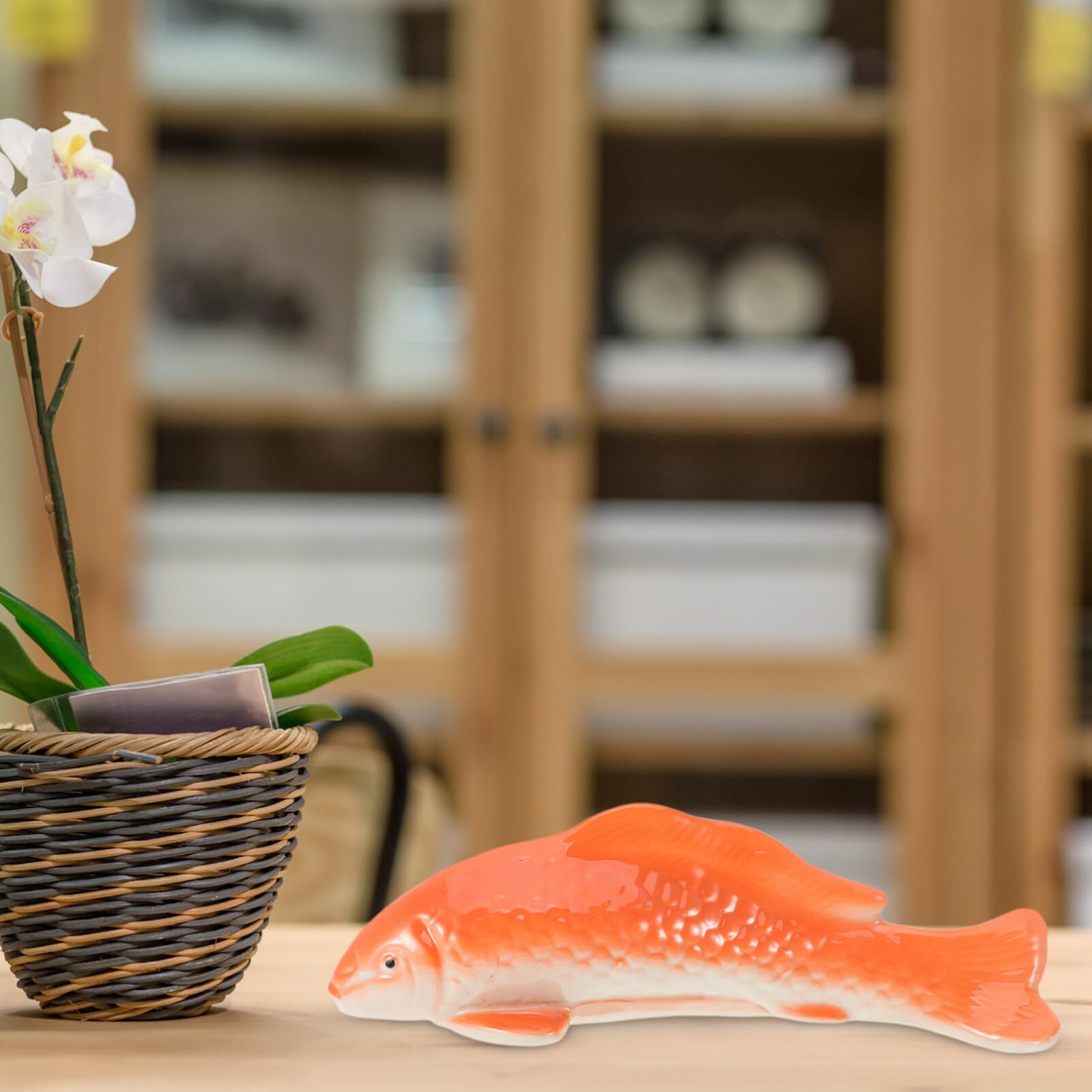 Luxshiny Decorazione Ceramica Forma di Pesce Flottante per Acquario Stile Cinese Accessorio per Pesci e Decorazioni Domestiche