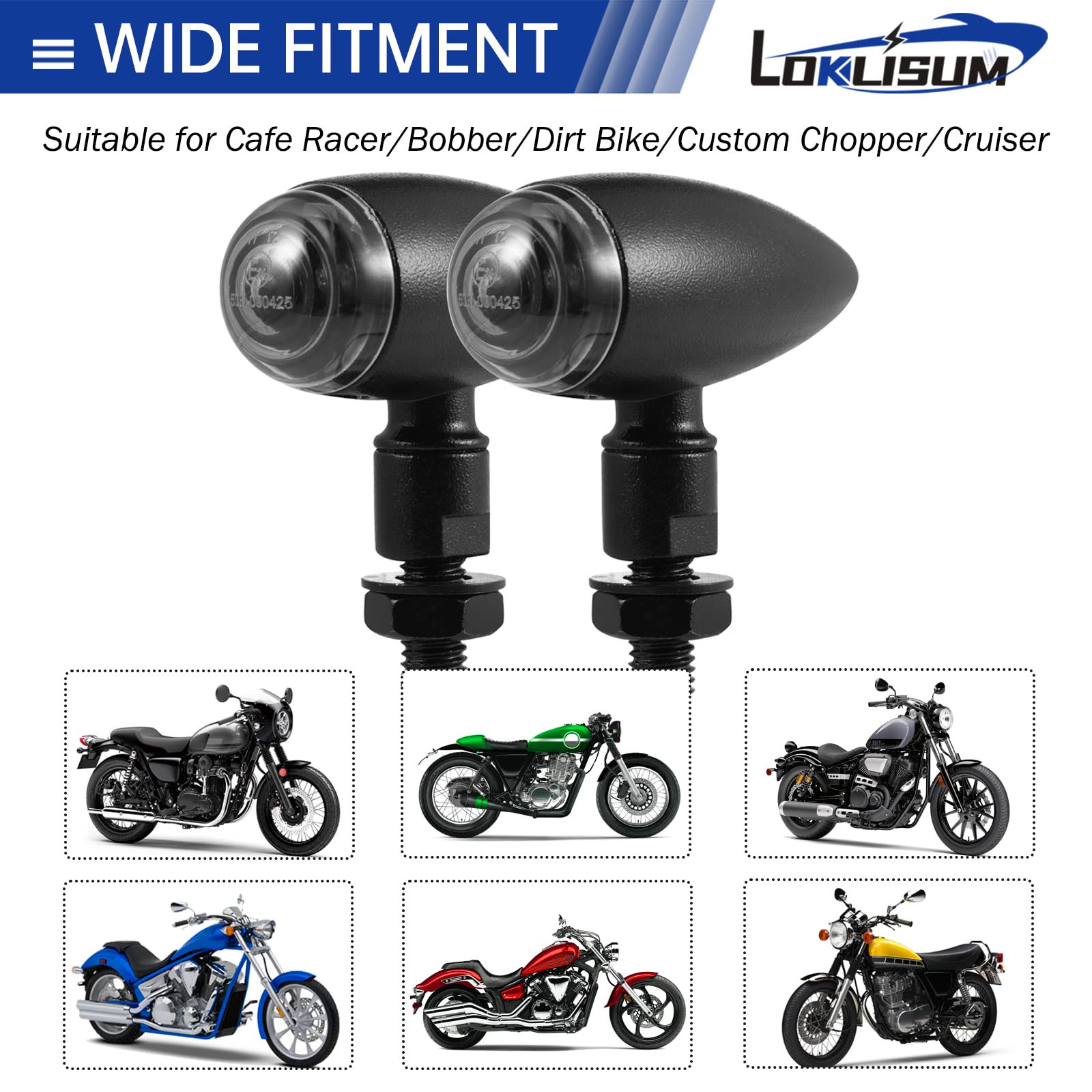 2pcs Lampeggiante Moto Omologato Retro Bullet Indicatori Moto A Lampadina 12V Impermeabile Luci Luci Universale per Street Bike Cruiser Chopper Bobber Scooter Cafe Racer