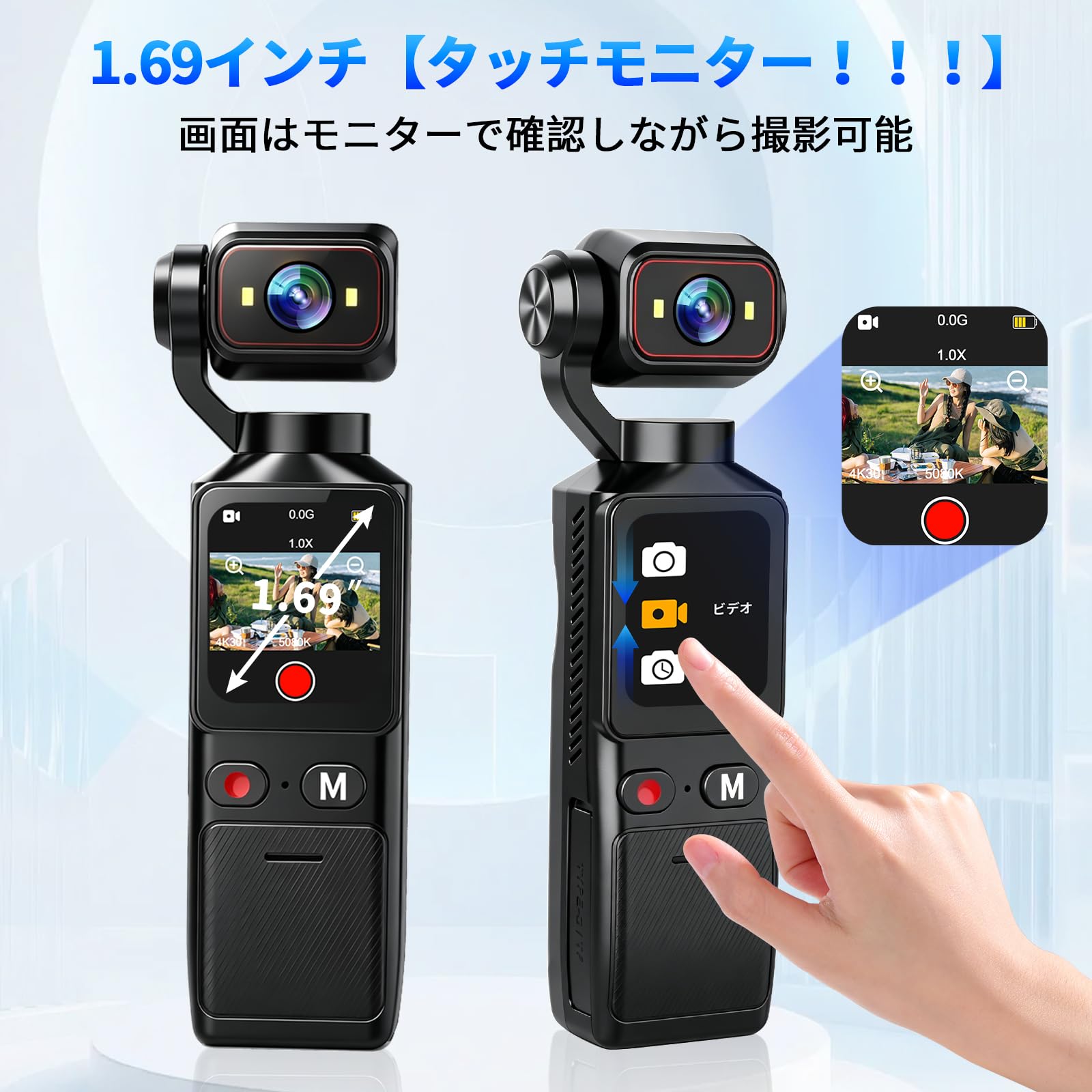 Vlogカメラ 回転レンズ タッチモニター 自転車用ドラレコなどにも Amazon | 4K画質 小型ビデオカメラ アクションカメラ小型 小型vlog
