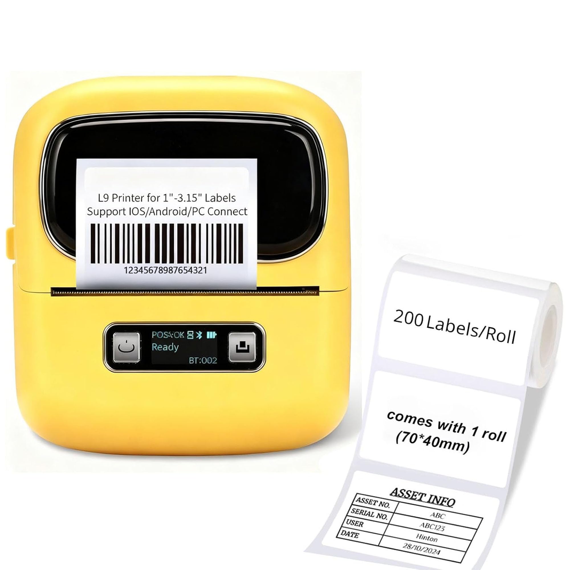 Peweglow Label Printer, Rechargeable Label Maker Machine with Tape(70×40mm)