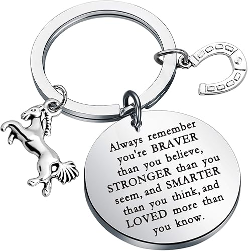 Llavero inspirador de caballo para amantes de los caballos, regalo para amantes de los caballos, siempre recuerdas que eres más valiente de lo que