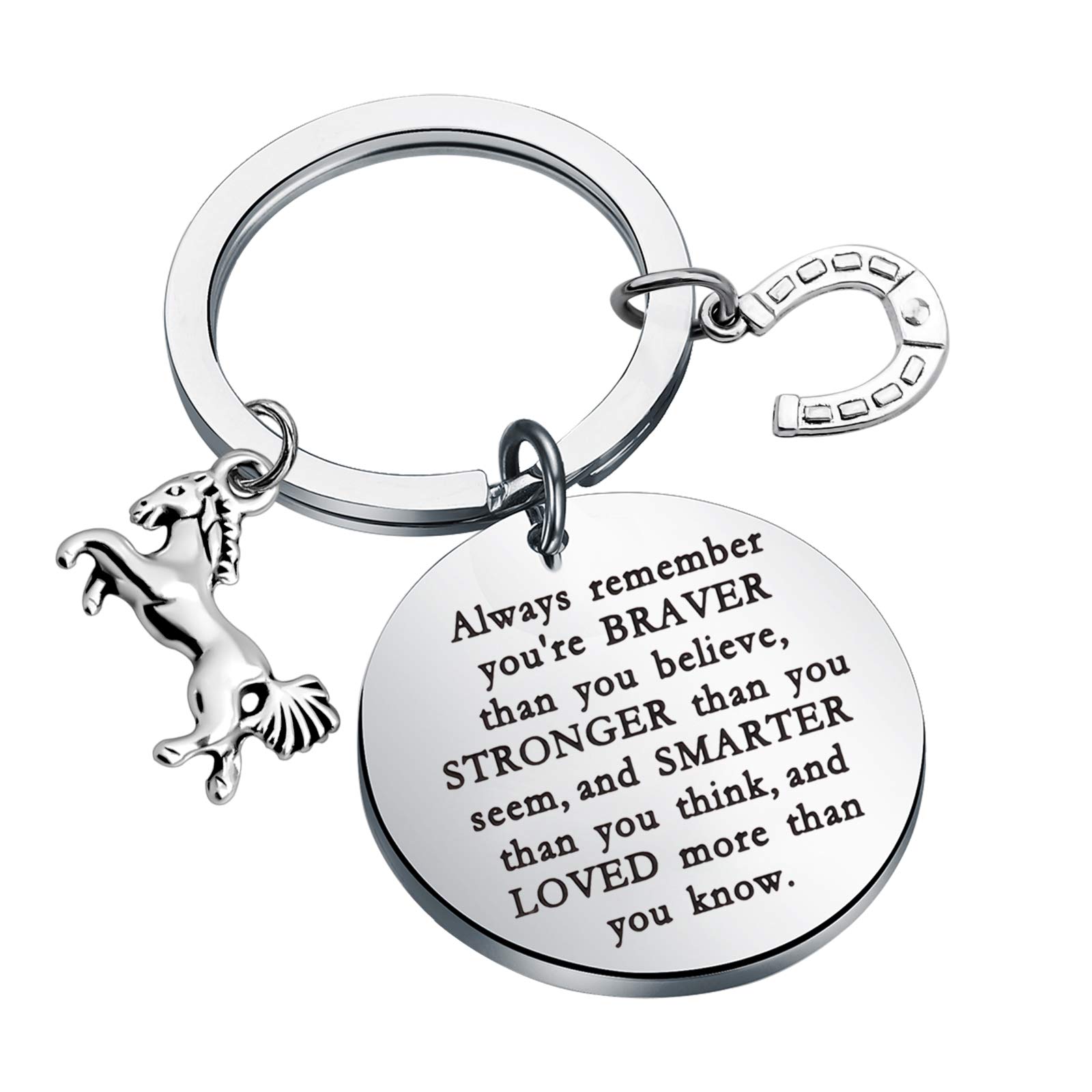 KUIYAIHorse Inspirational Gift Horse Keychain Horse Lover Gift Always Remember You’re Braver Than You Believe Keychain